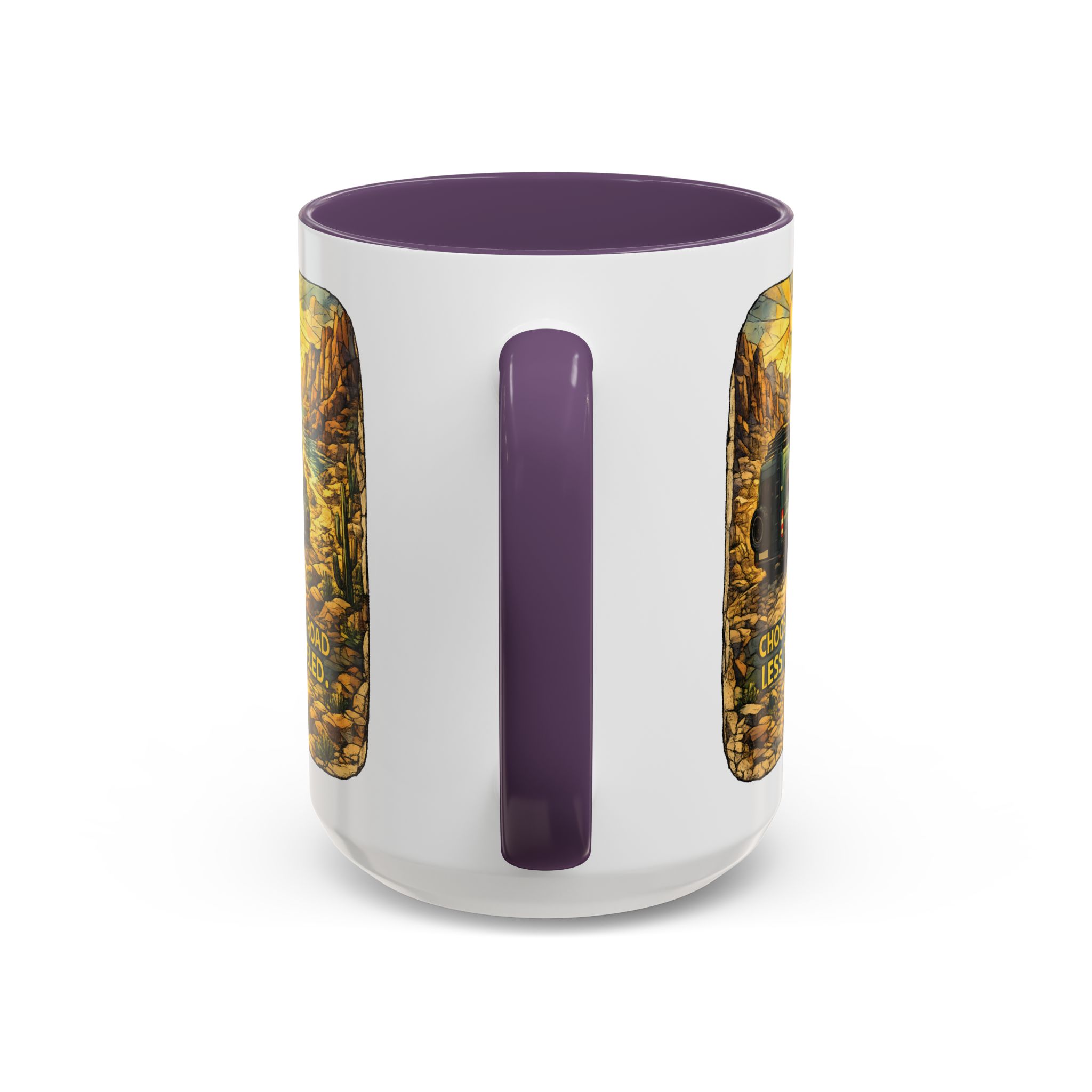 Accent Coffee Mug (11, 15oz) — "Choose The Road Less Traveled" Design Cubic-Line