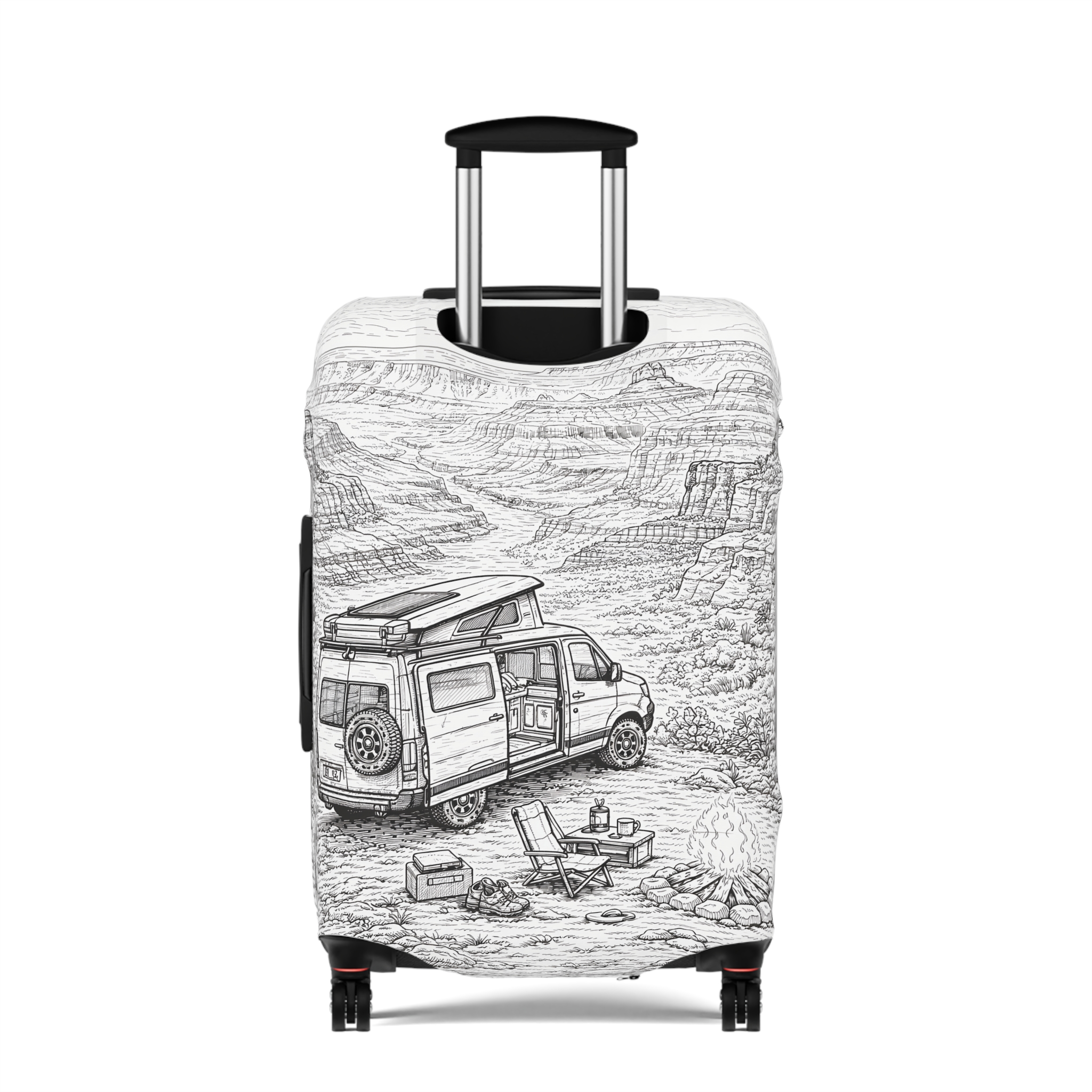 Luggage Cover — Adventure Camper Sketch Travel Suitcase