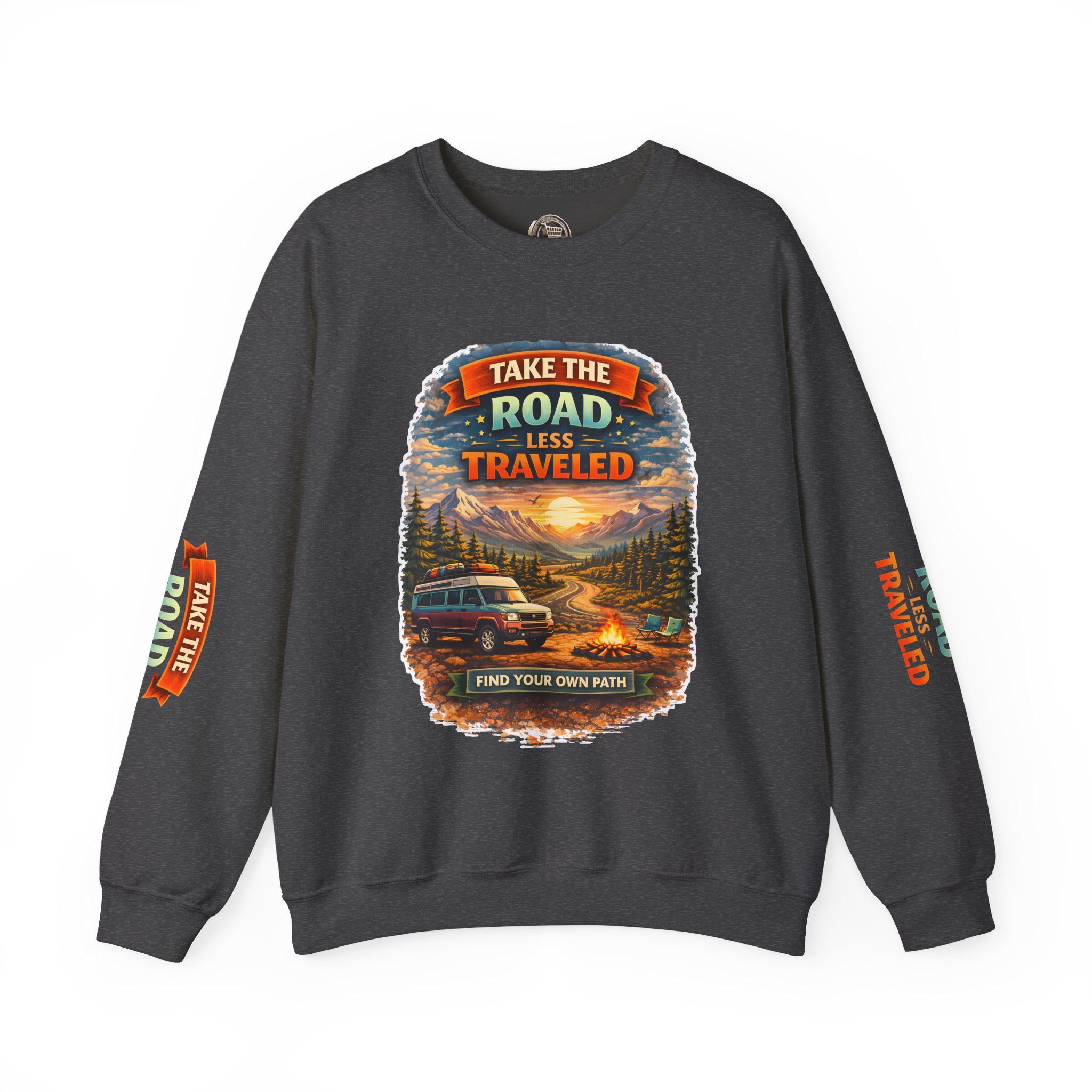 15219374656517827941_2048.jpeg Unisex Heavy Blend™ Crewneck Sweatshirt — "Take The Road Less Traveled" Design Scenic-Line