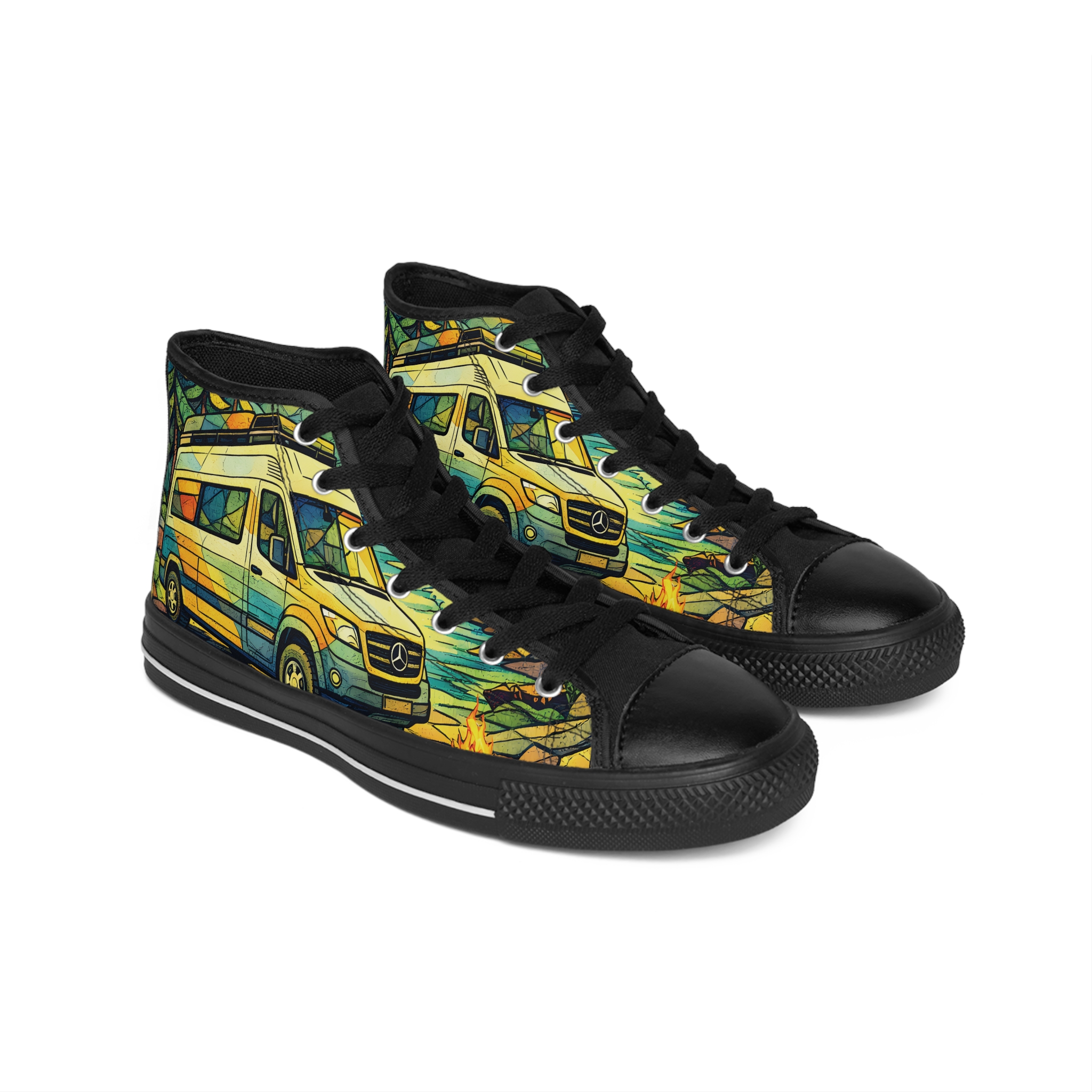 Women's Classic Sneakers – Mercedes RV Print (Cubic-Line)