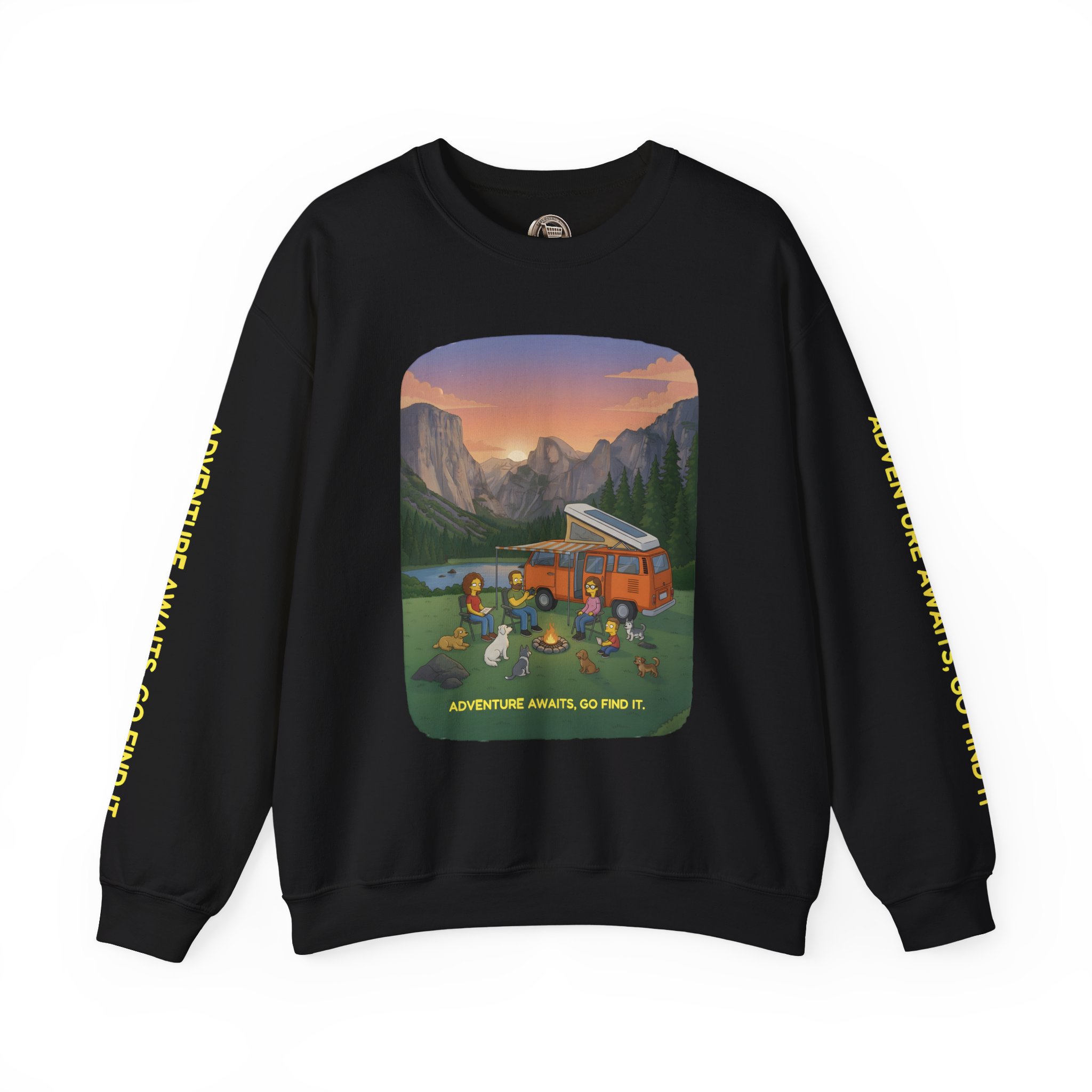 Unisex Heavy Blend™ Crewneck Sweatshirt — "Adventure Awaits-Go Find It"" Design Sitcom-Line