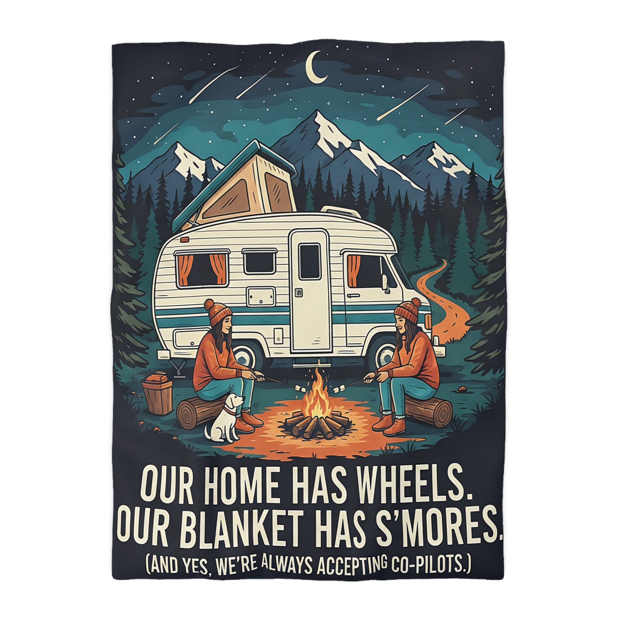 Duvet Cover — "Our Home Has Wheels, Our Blanket Has S'mores" Camping Bedding