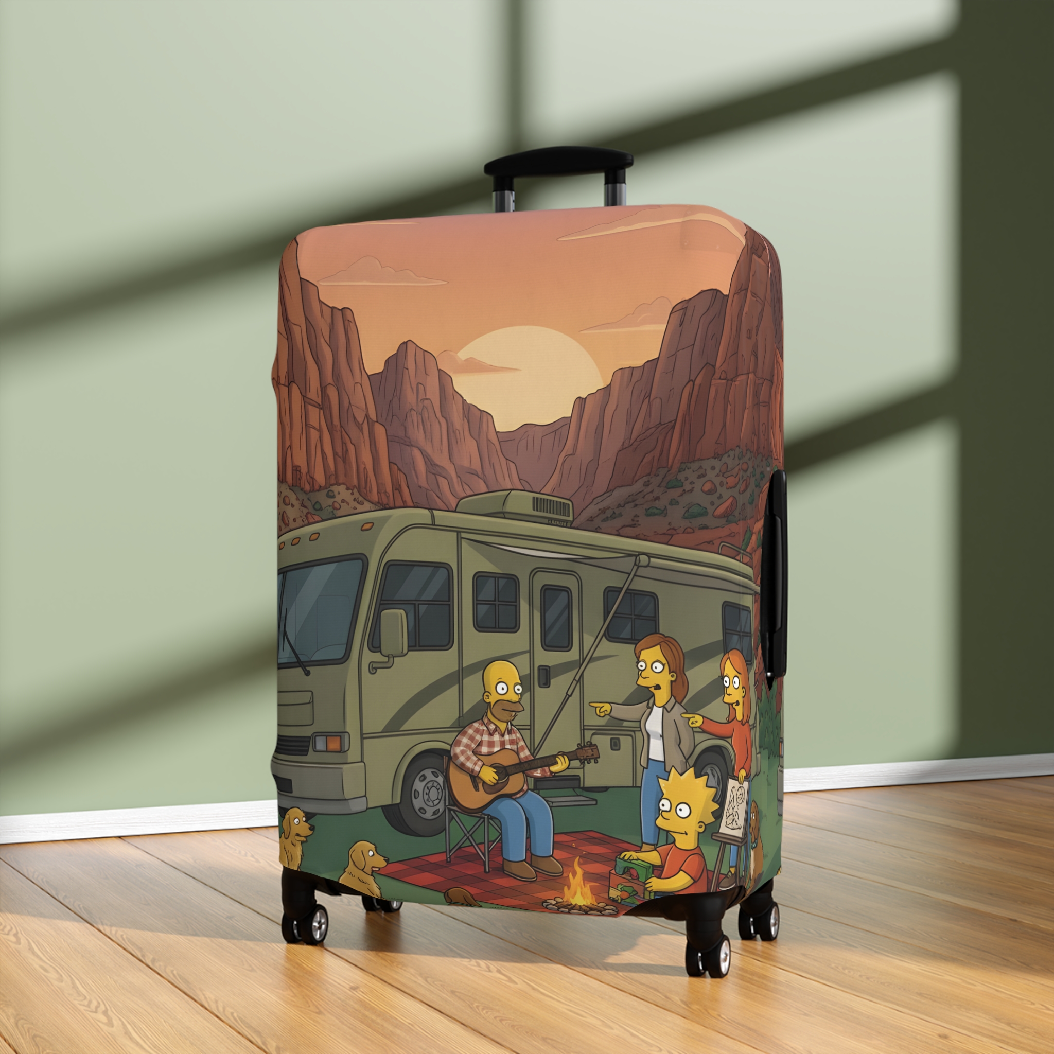 Luggage Cover — Adventure Camper Sketch Travel Suitcase(Design Sitcom-Line)