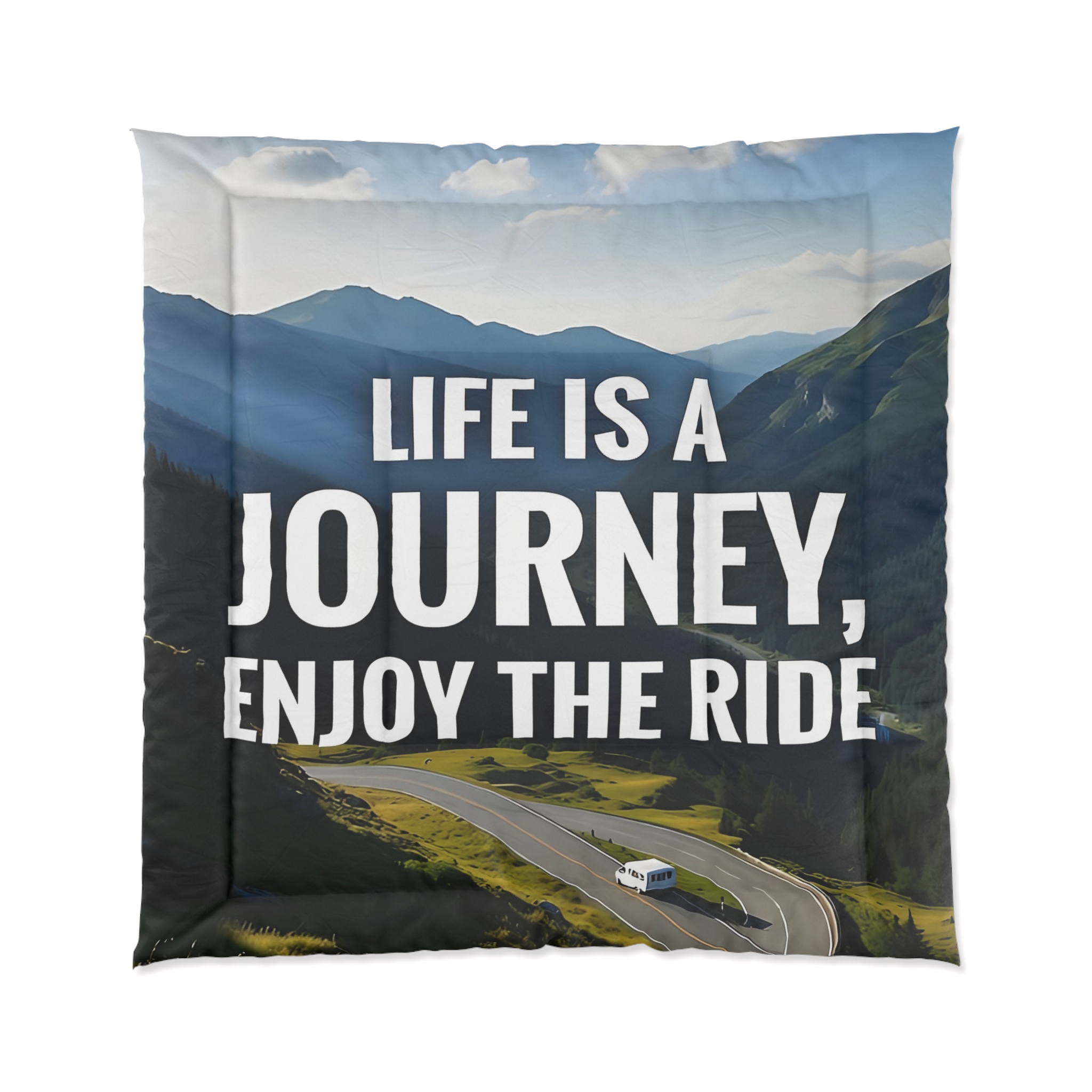Comforter — "Life Is a Journey, Enjoy the Ride" Scenic Mountain Road Bedding