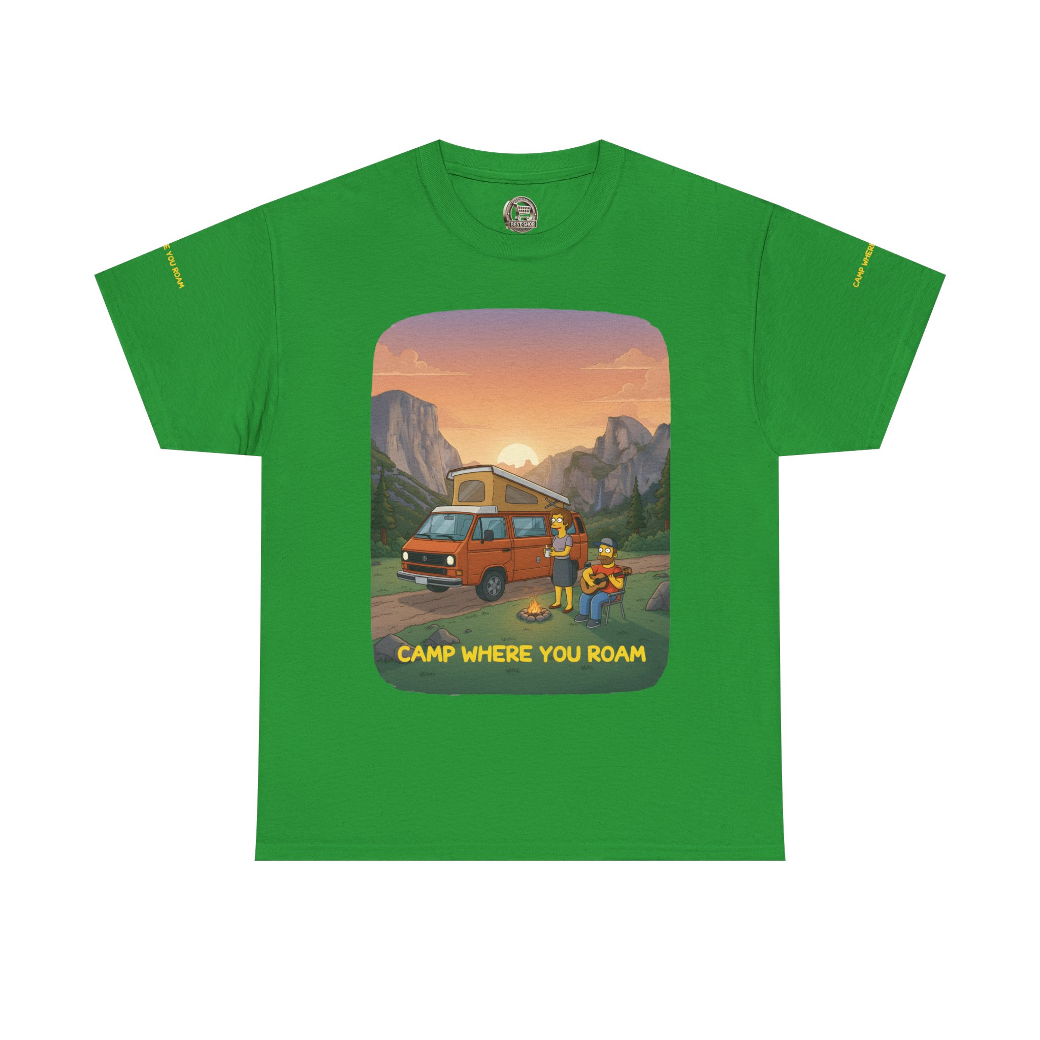 Unisex Heavy Cotton Tee — "Camp Where You Roam" Design Sitcom-Line