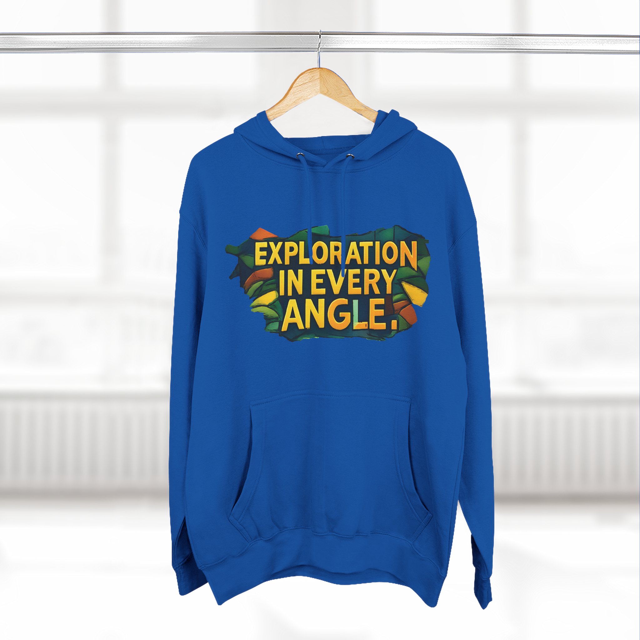 Three-Panel Fleece Hoodie - "Exploration In Every Angle" Design Cubic-Line