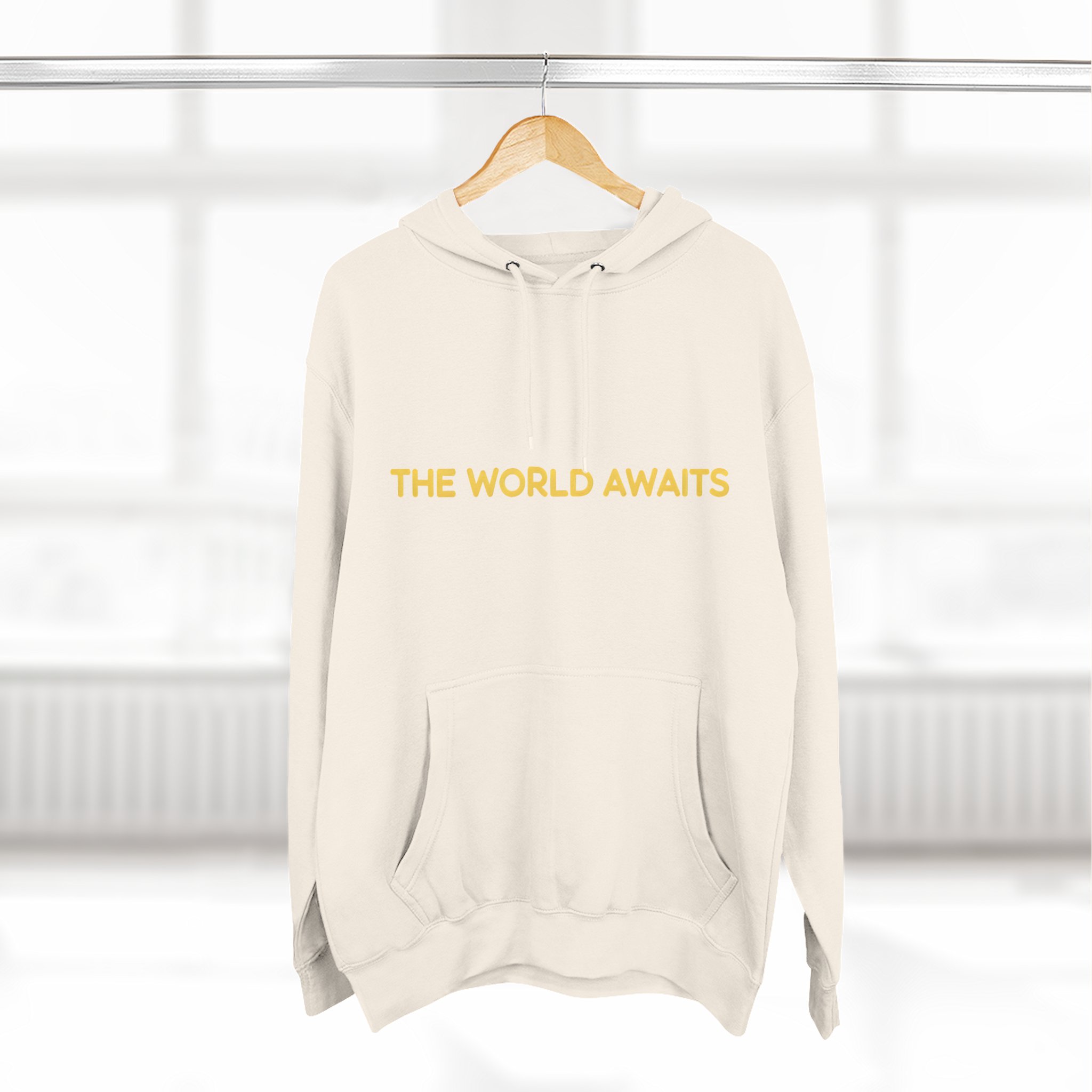 Three-Panel Fleece Hoodie - "The World Awaits" Design Sitcom-Line