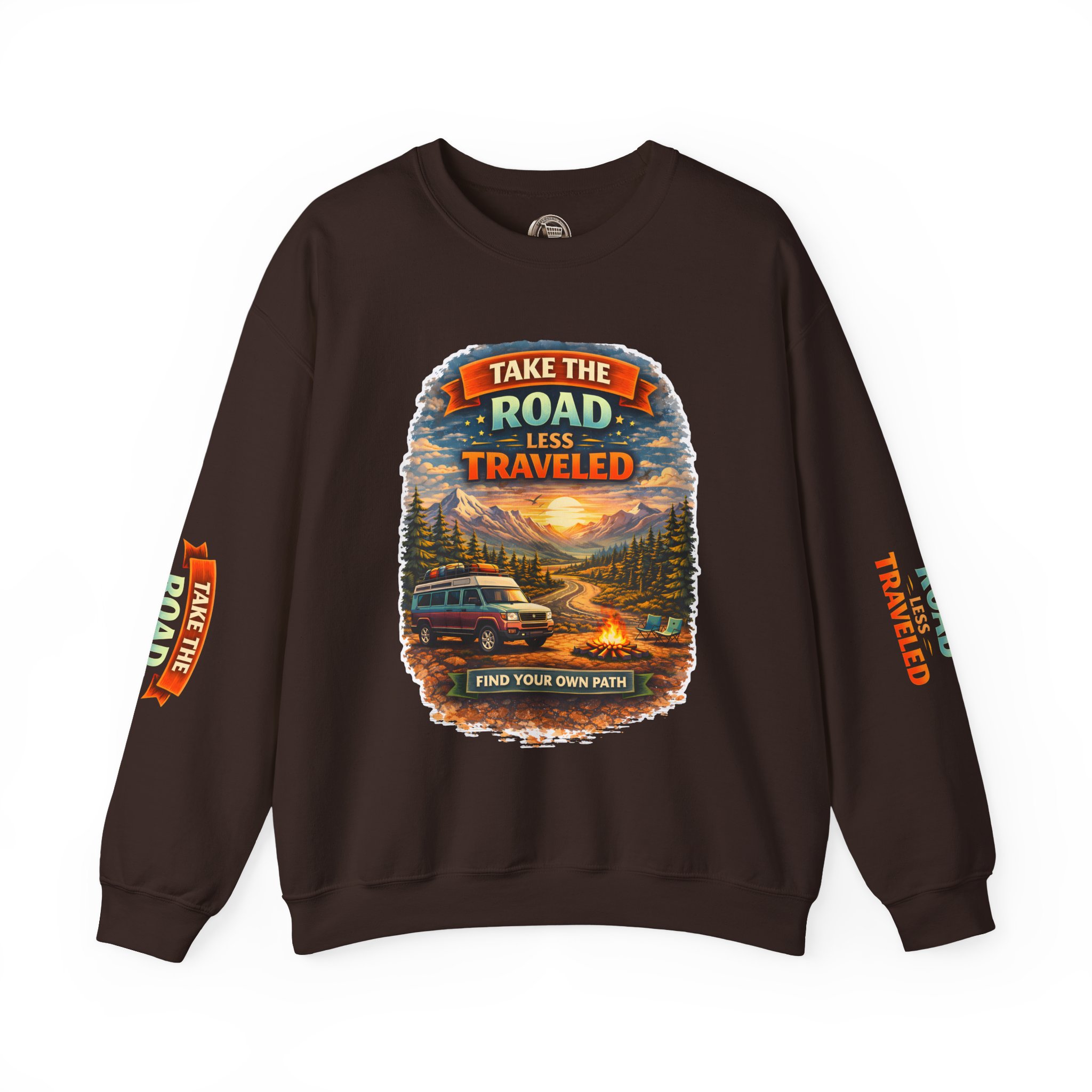 15245656894560840026_2048.jpeg Unisex Heavy Blend™ Crewneck Sweatshirt — "Take The Road Less Traveled" Design Scenic-Line