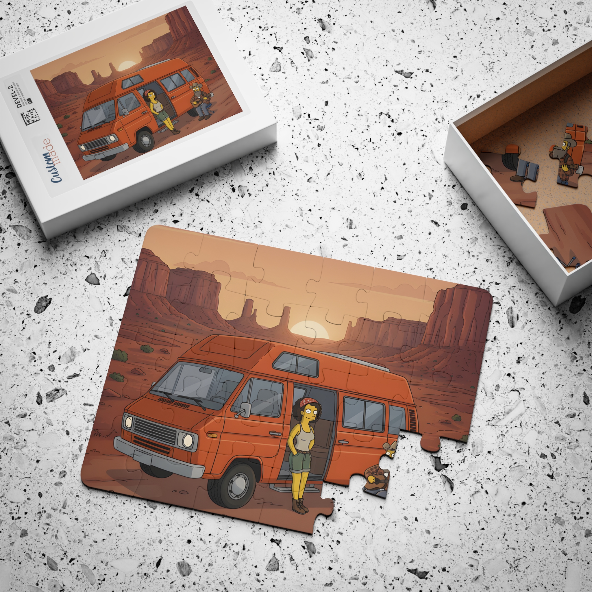 Kids' 30‑Piece Camping Puzzle — Retro Camper Van Desert Scene