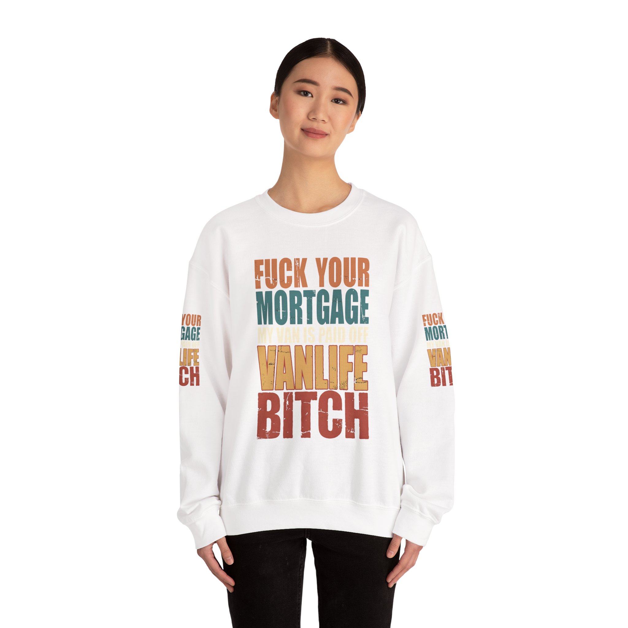 Unisex Heavy Blend™ Crewneck Sweatshirt — "Fuck Your Mortgage" Design F**K-Line
