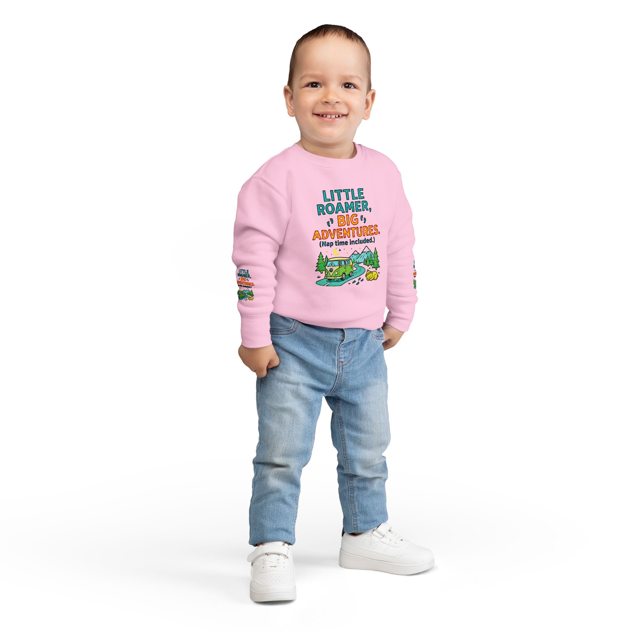 Toddler Sweatshirt(Rabbit Skins) — "Little Roamer, Big Adventures-Nap Time Included" Camper Pullover