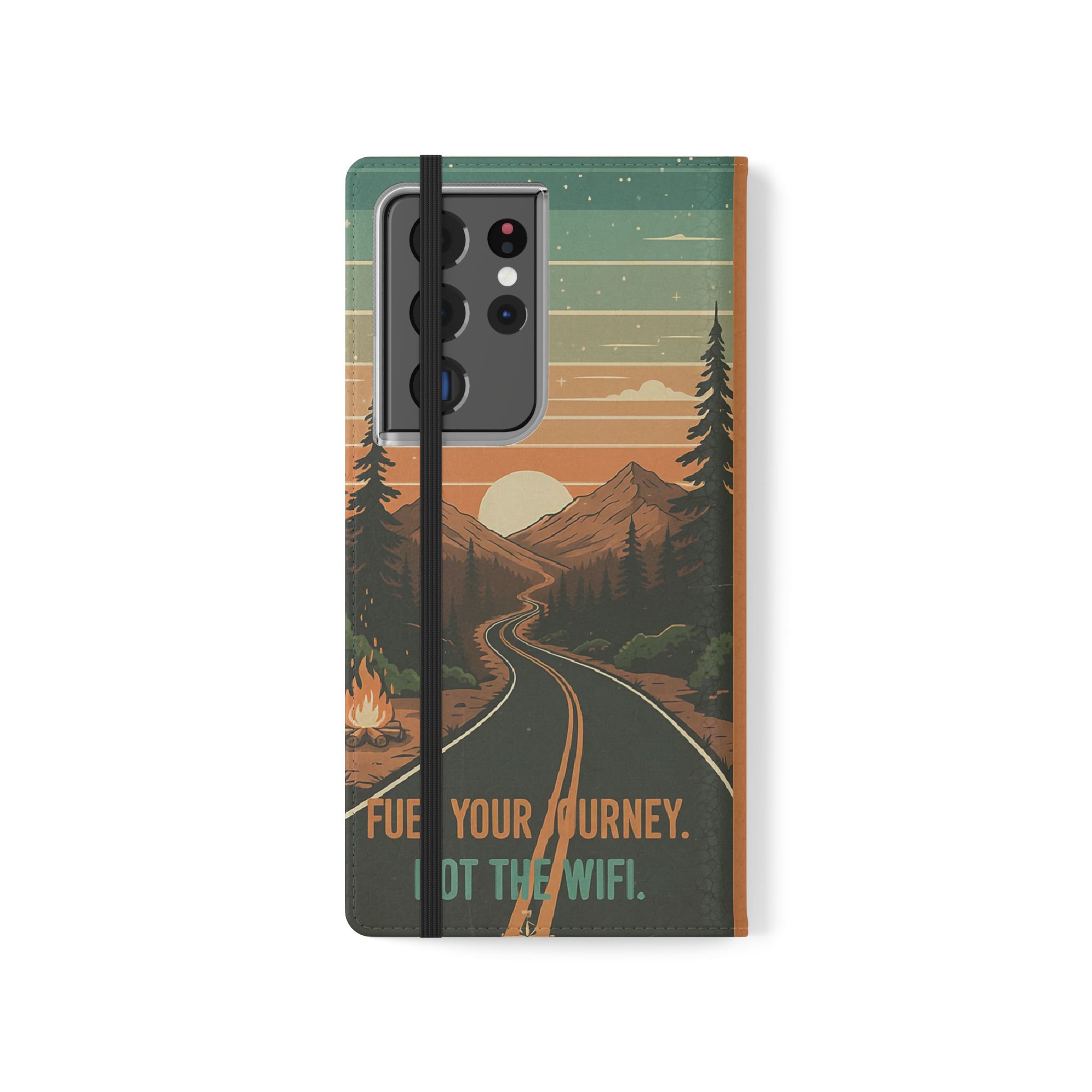 Flip Phone Case — "Adventure Awaits Unplug & Drive" Wallet Case