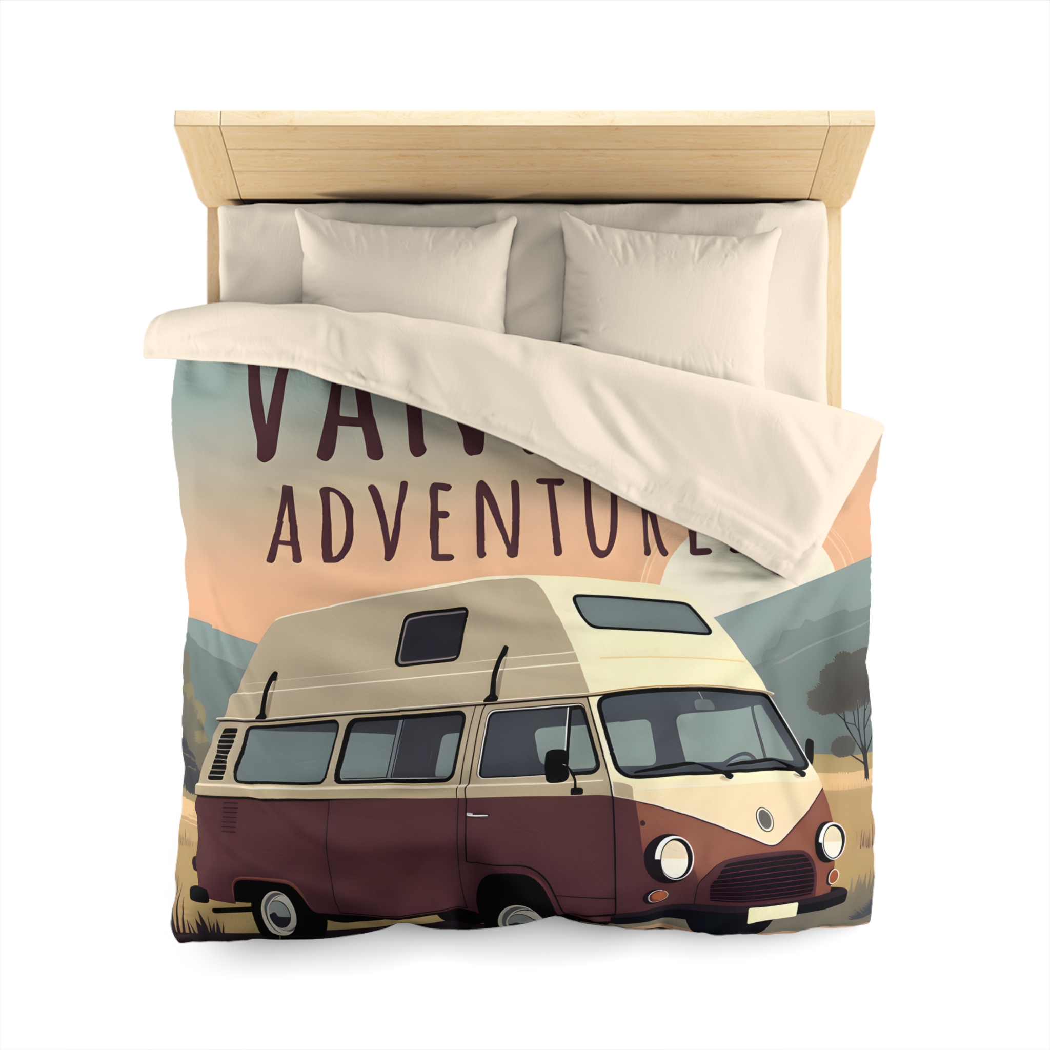 15252447651350531367_2048.jpeg Duvet Cover — "Vanlife Adventures" Vintage Camper Van Bedding for Travel Lovers