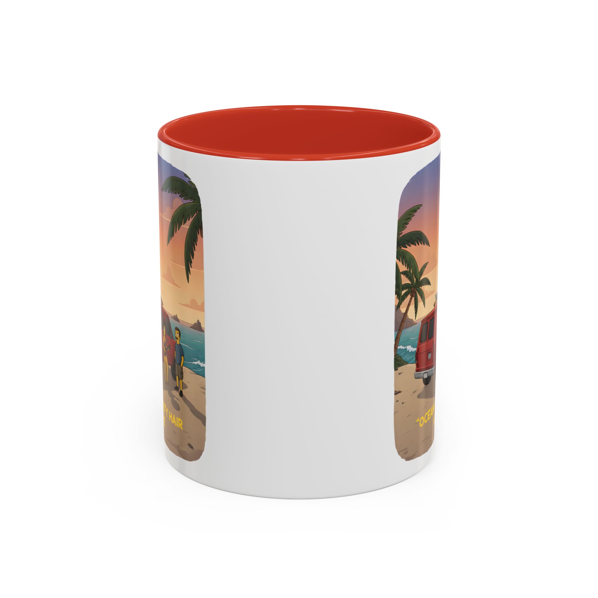 Accent Coffee Mug (11, 15oz) — "Ocean Air Salty Hair Van Life" Design Sitcom-Line