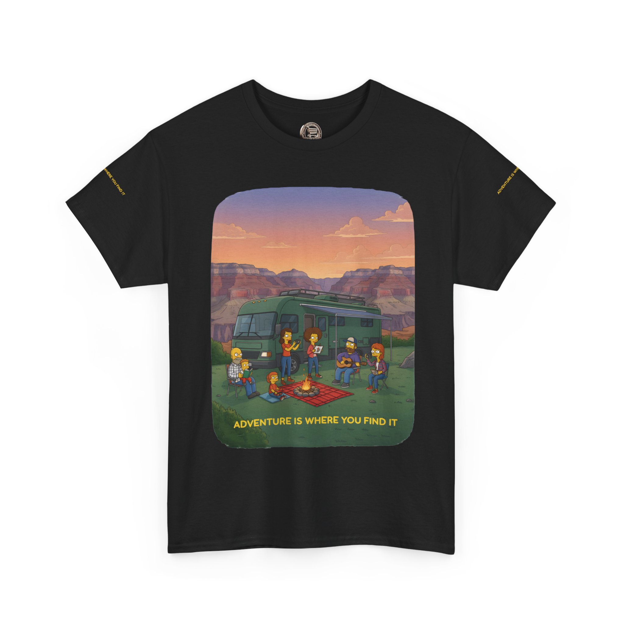 Unisex Heavy Cotton Tee — "Adventure Is Where You Find It" Design Sitcom-Line