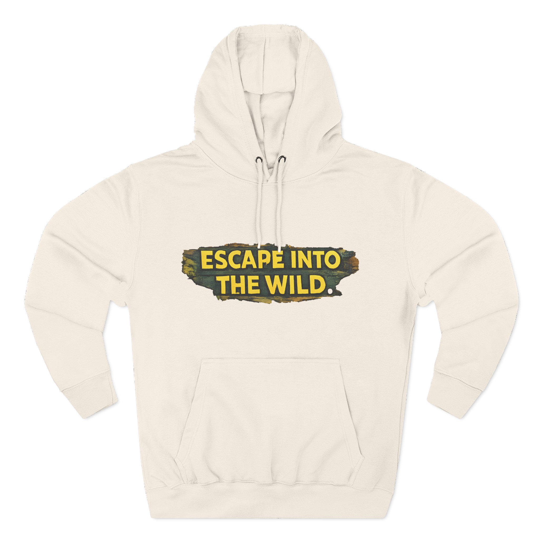 Three-Panel Fleece Hoodie - "Escape Into The Wild" Design Cubic-Line