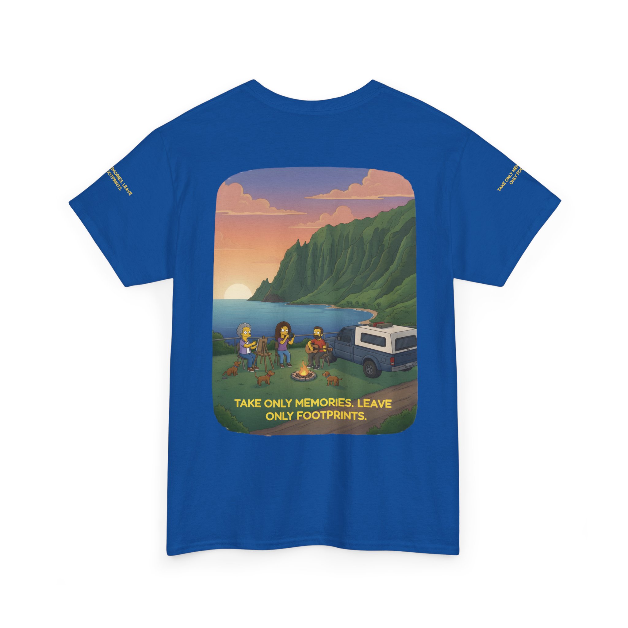 Unisex Heavy Cotton Tee — "Take Only Memories-Leave Only Footprints" Design Sitcom-Line