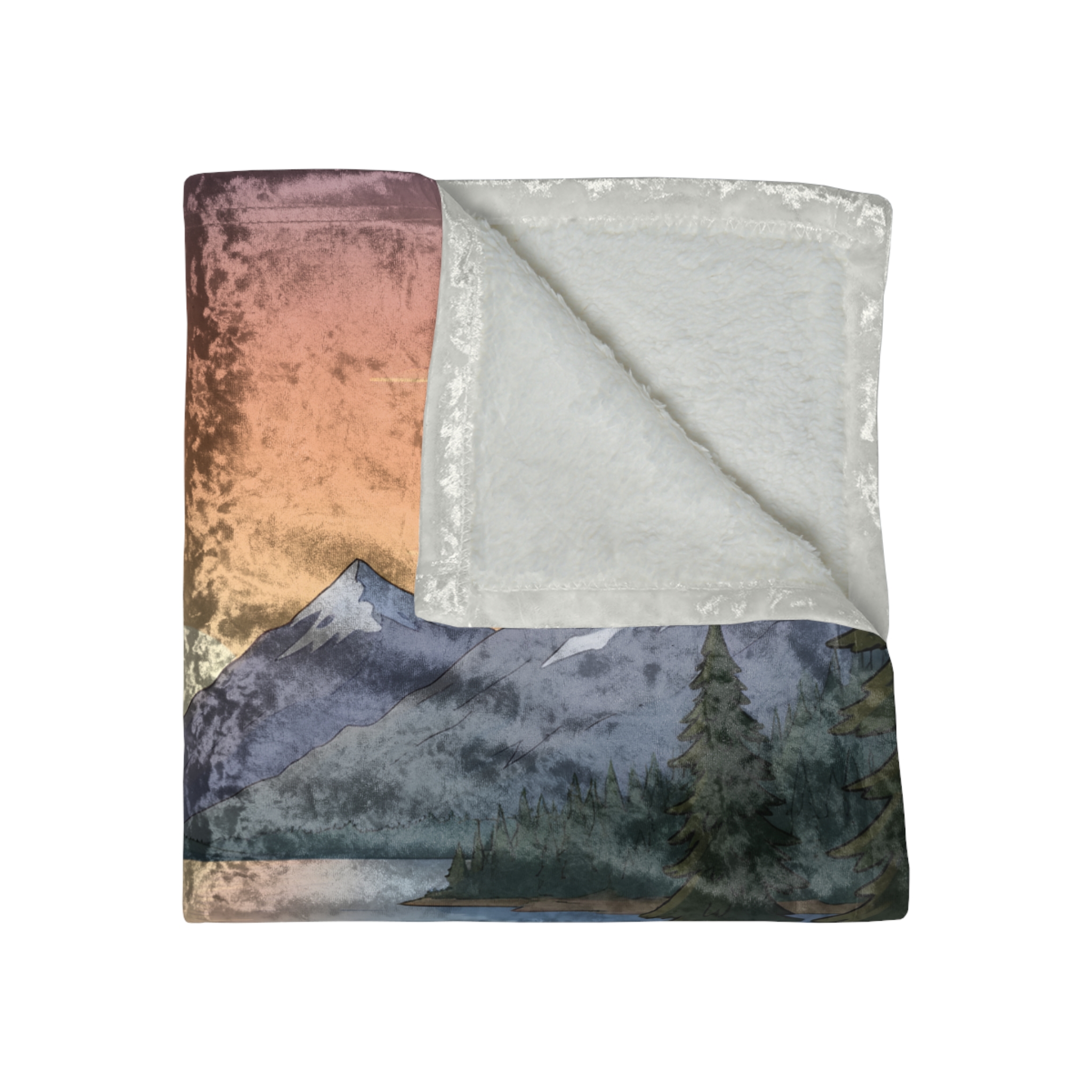 Crushed Velvet Blanket —"Take The Scenic Route" Design Sitcom-Line (Campervan)