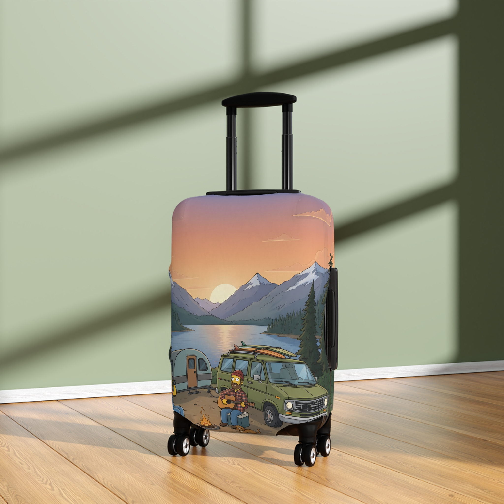 15261158833338999364_2048.jpeg Luggage Cover — Adventure Camper Sketch Travel Suitcase(Design Sitcom-Line)