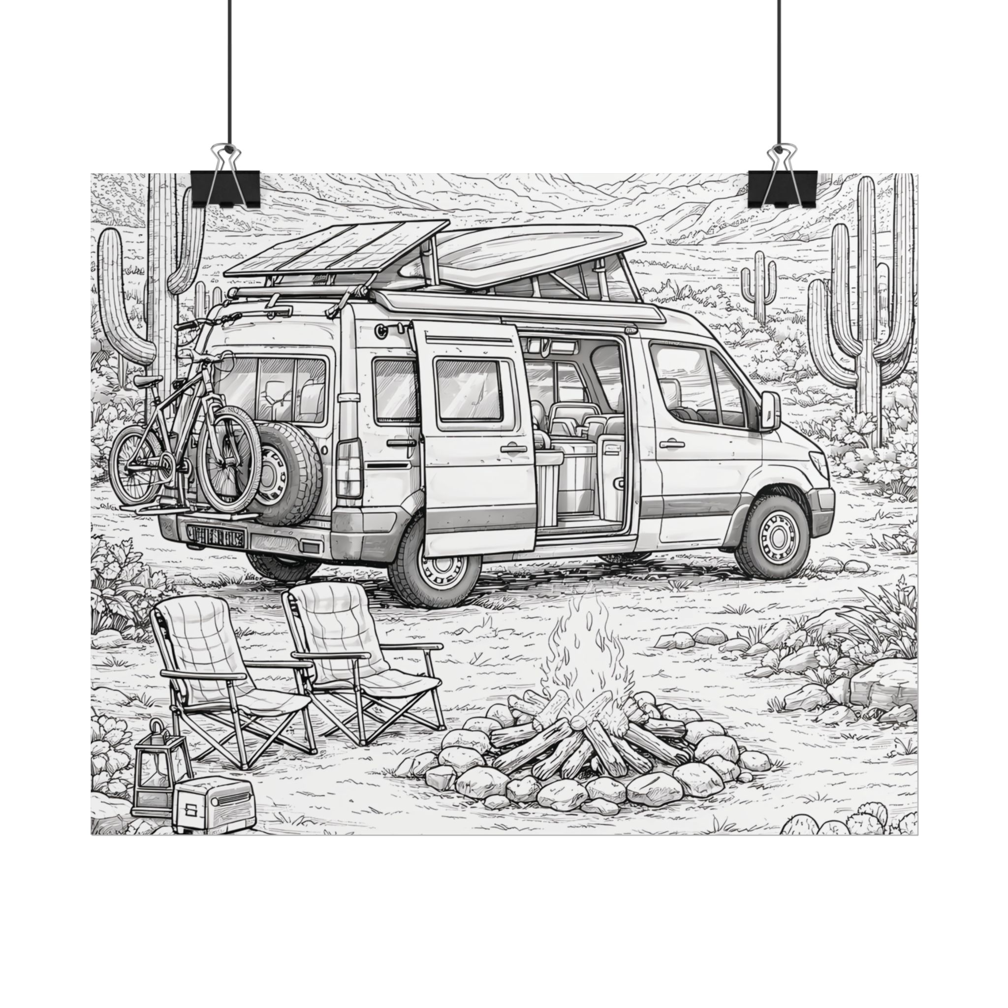 Campervan Poster — Vintage RV Camping Landscape Wall Art