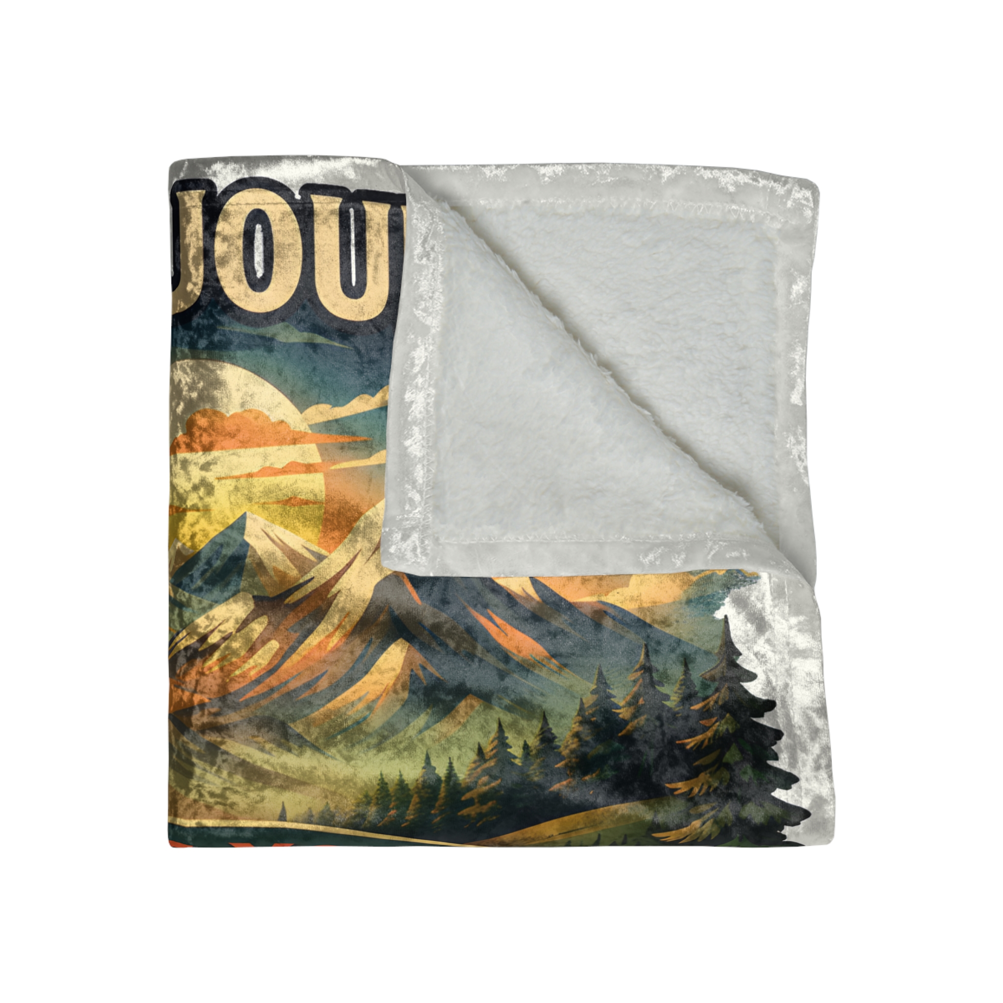 Crushed Velvet Blanket —"Live Is A Journey-Bring Your House With You" Design Scenic-Line (Campervan)