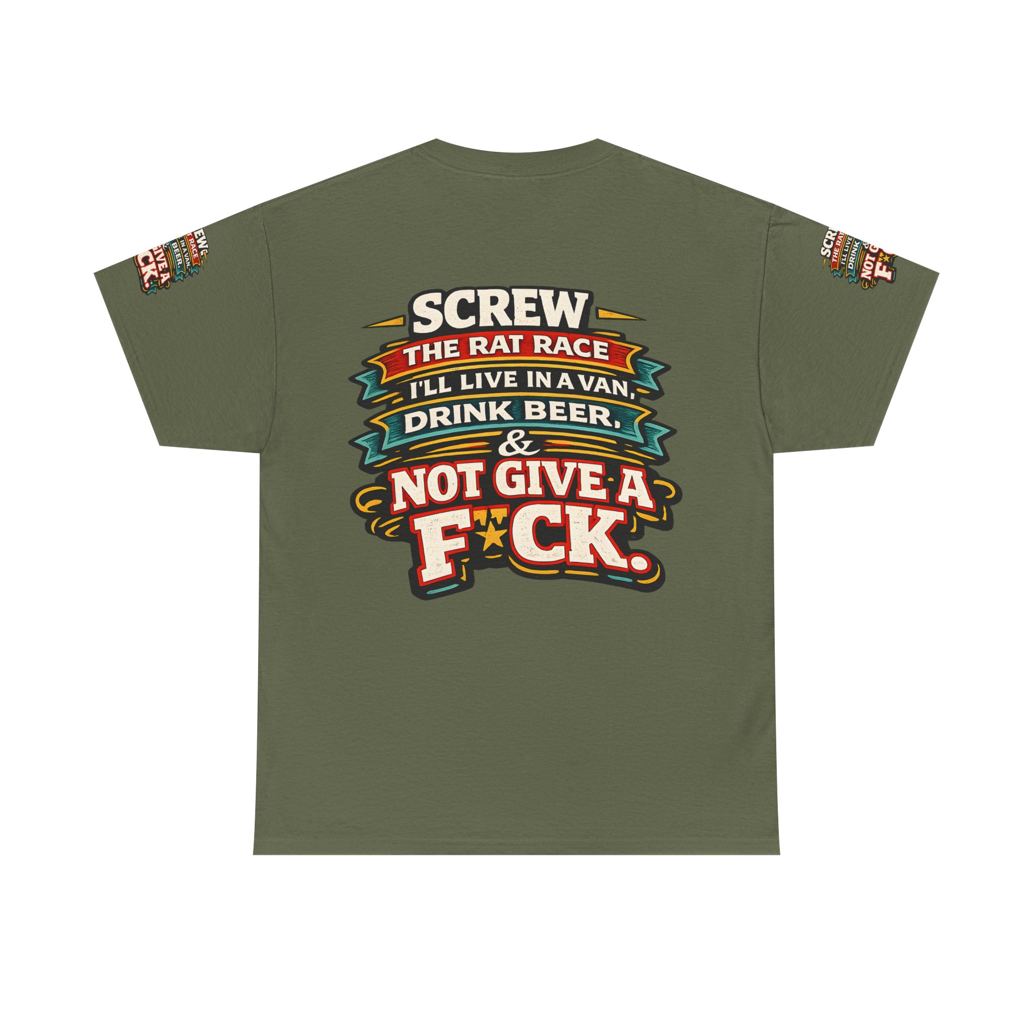 Unisex Heavy Cotton Tee — "Screw The Rat Race" Design F**K-Line