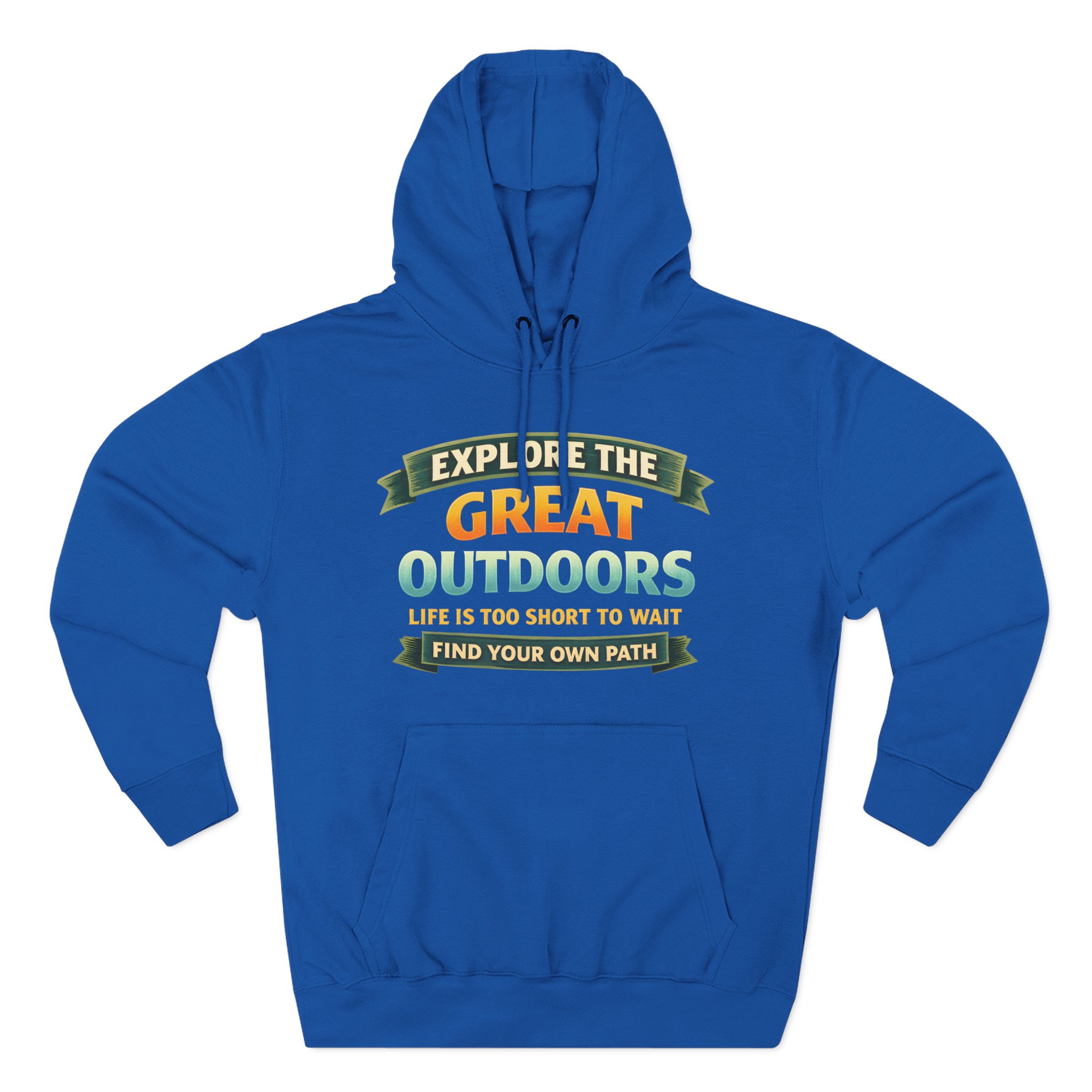 Three-Panel Fleece Hoodie - "Explore The Great Outdoors" Design Scenic-Line