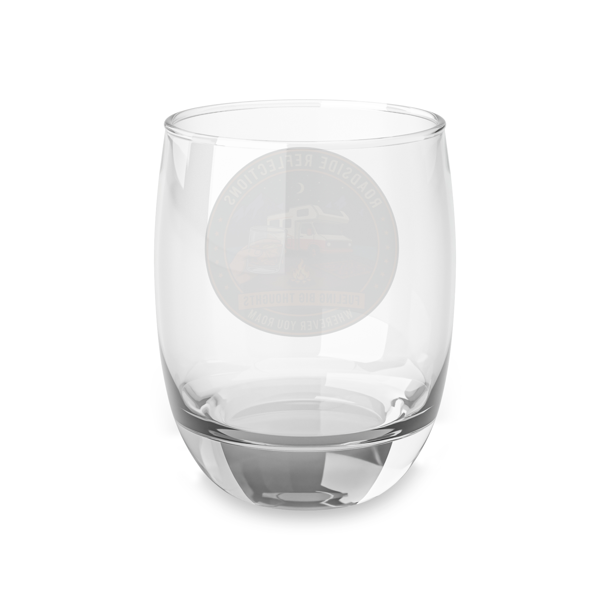 Whiskey Glass — "Roadside Reflections " RV Campfire Travel Emblems