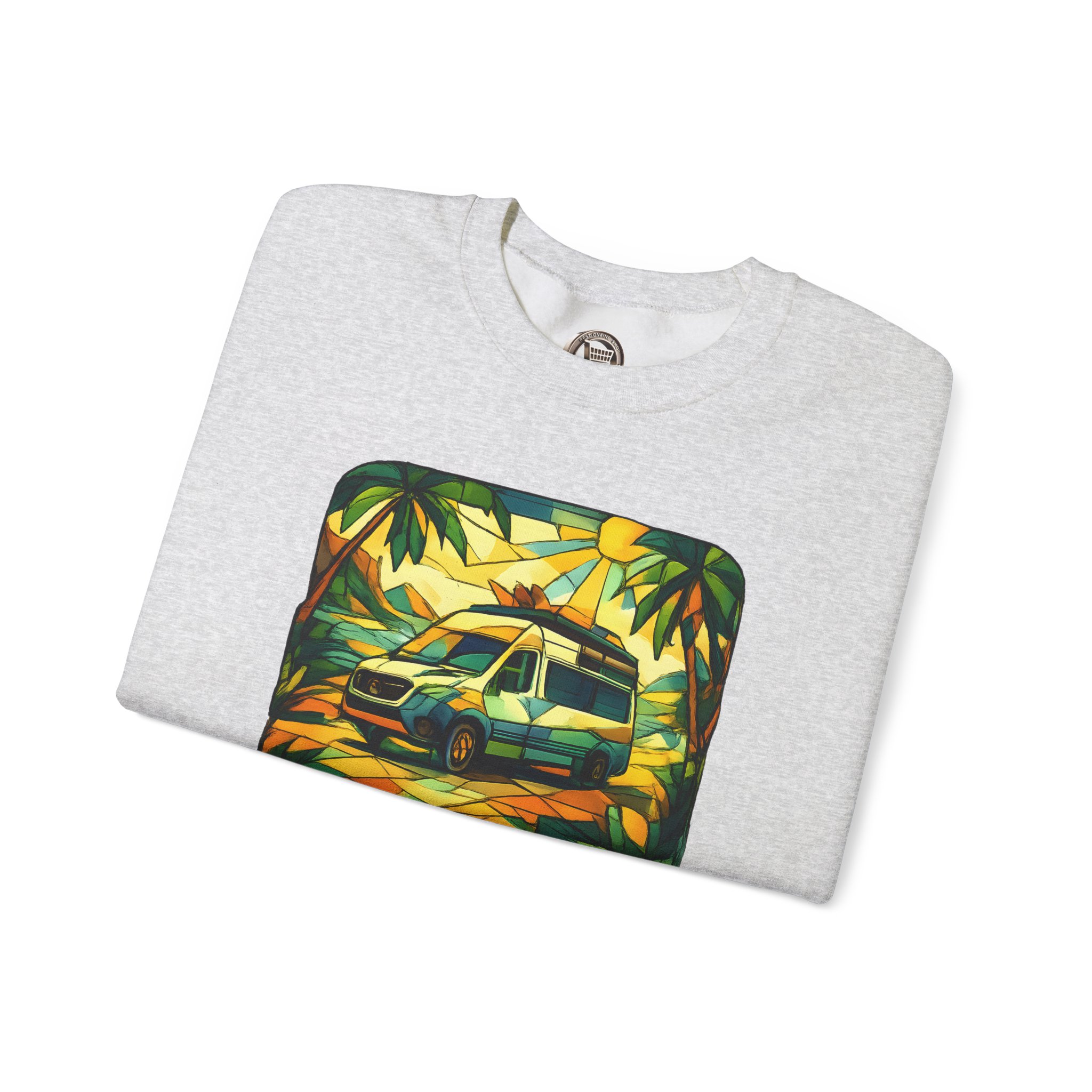 Unisex Heavy Blend™ Crewneck Sweatshirt — "Exploration In Every Angle" Design Cubic-Line