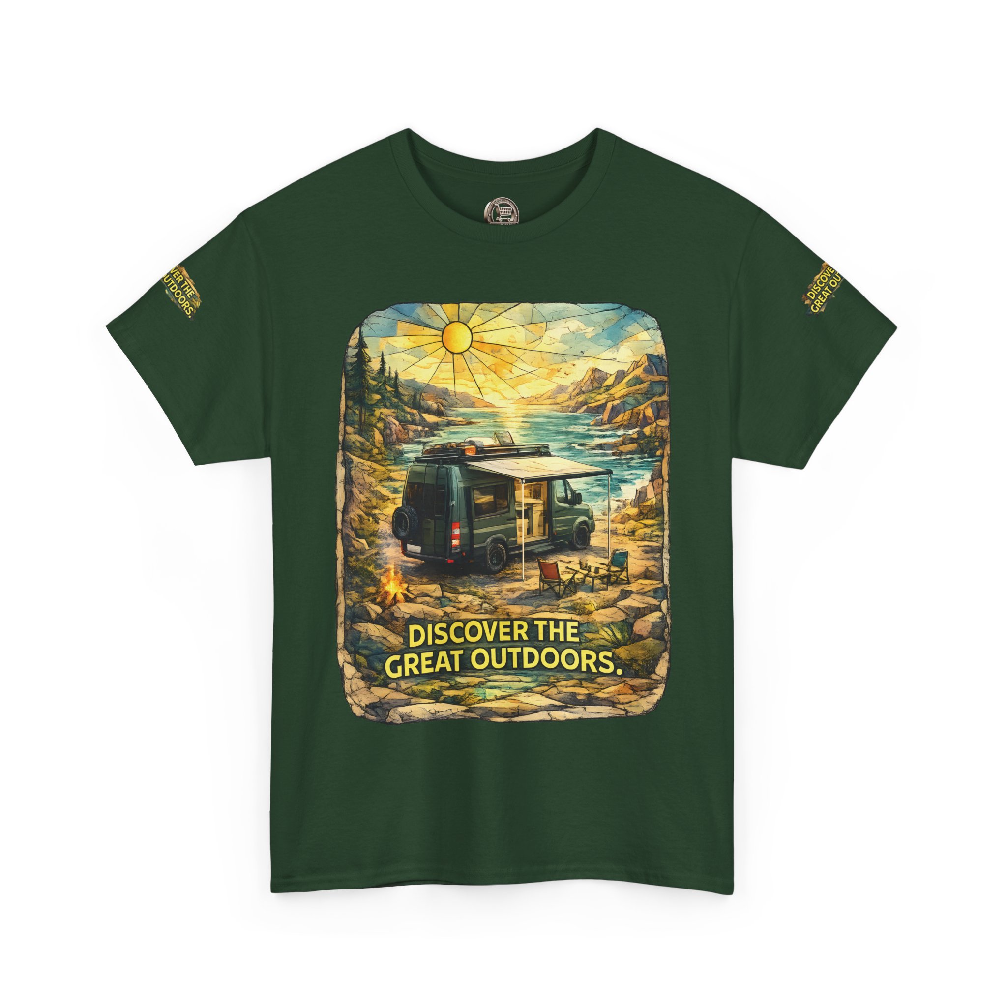 Unisex Heavy Cotton Tee — "Discover The Great Outdoors" Design Cubic-Line