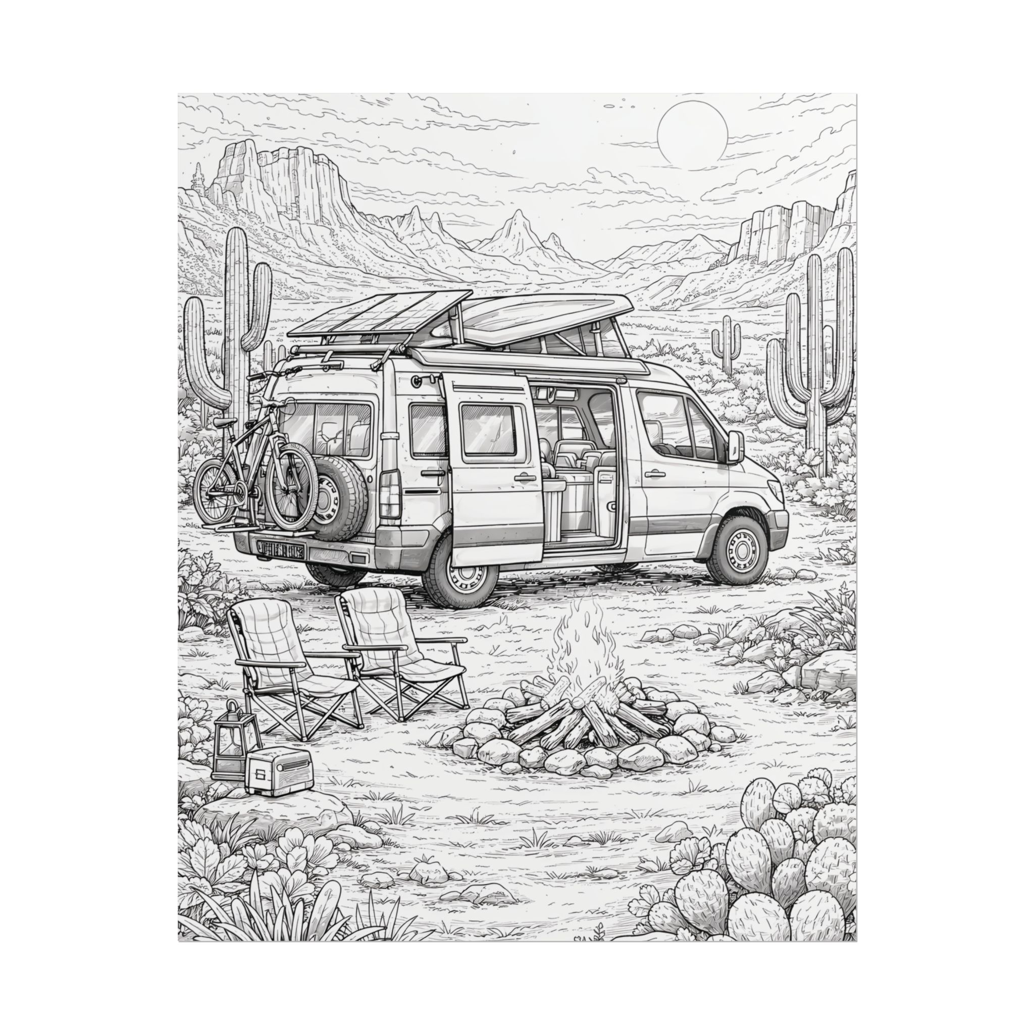 Campervan Poster — Vintage RV Camping Landscape Wall Art