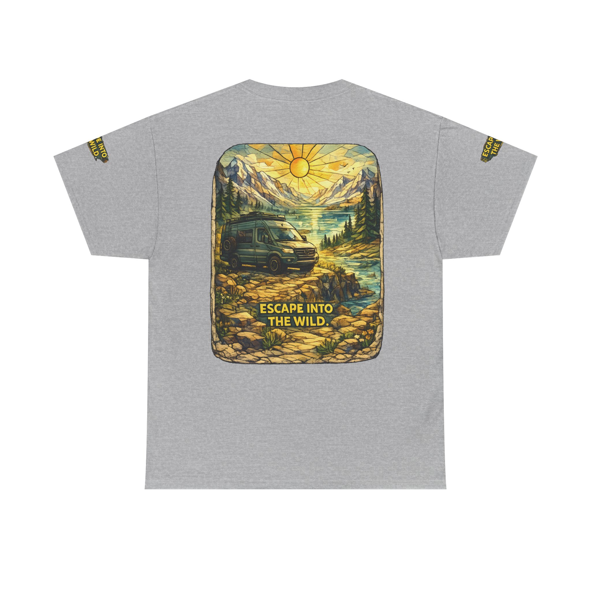 Unisex Heavy Cotton Tee — "Escape Into The Wild" Design Cubic-Line