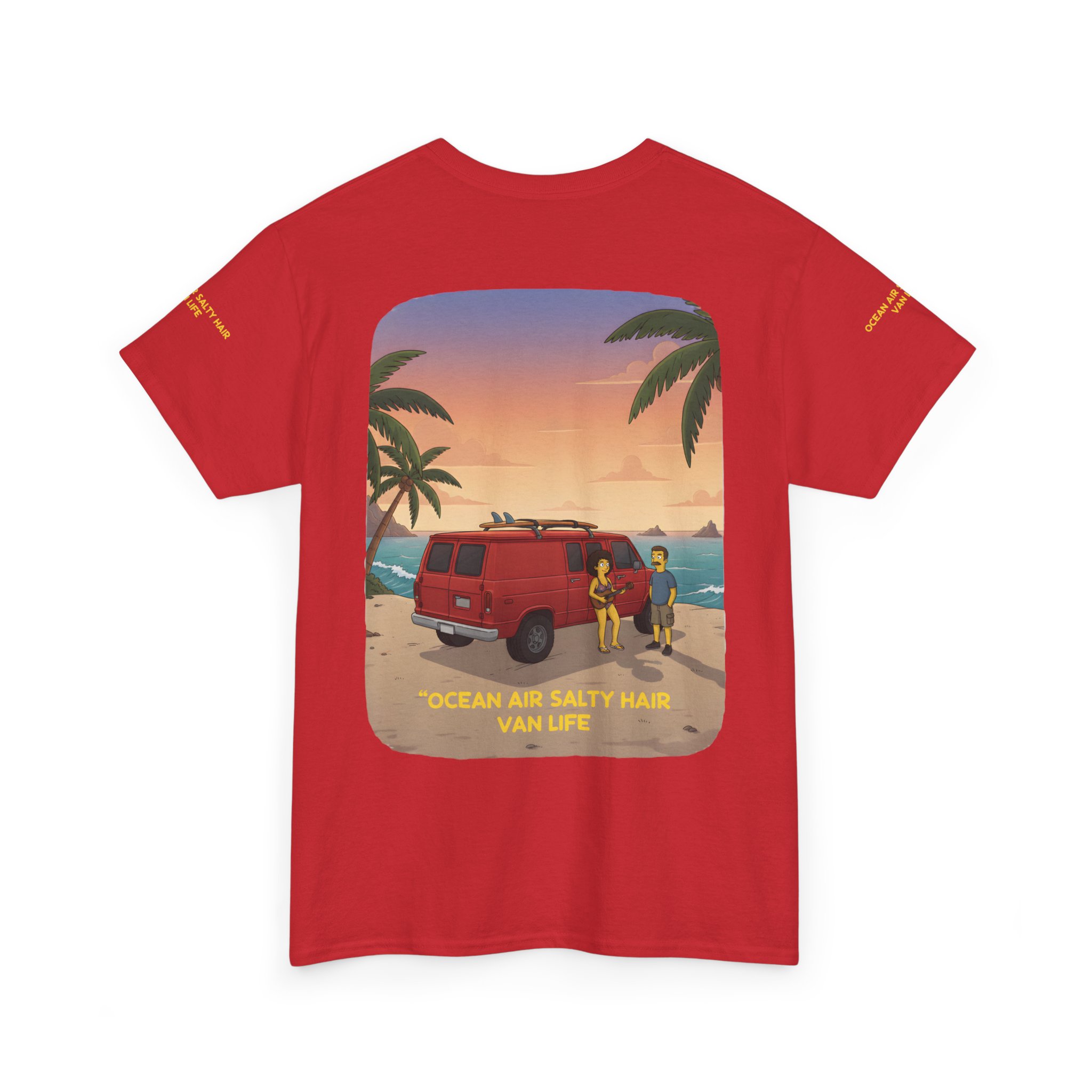 Unisex Heavy Cotton Tee — "Ocean Air Salty Hair Van Life" Design Sitcom-Line