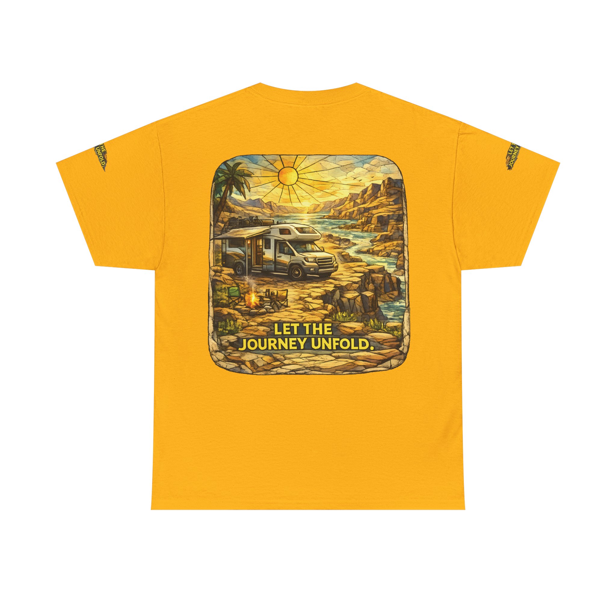 Unisex Heavy Cotton Tee — "Let The Journey Unfold" Design Cubic-Line