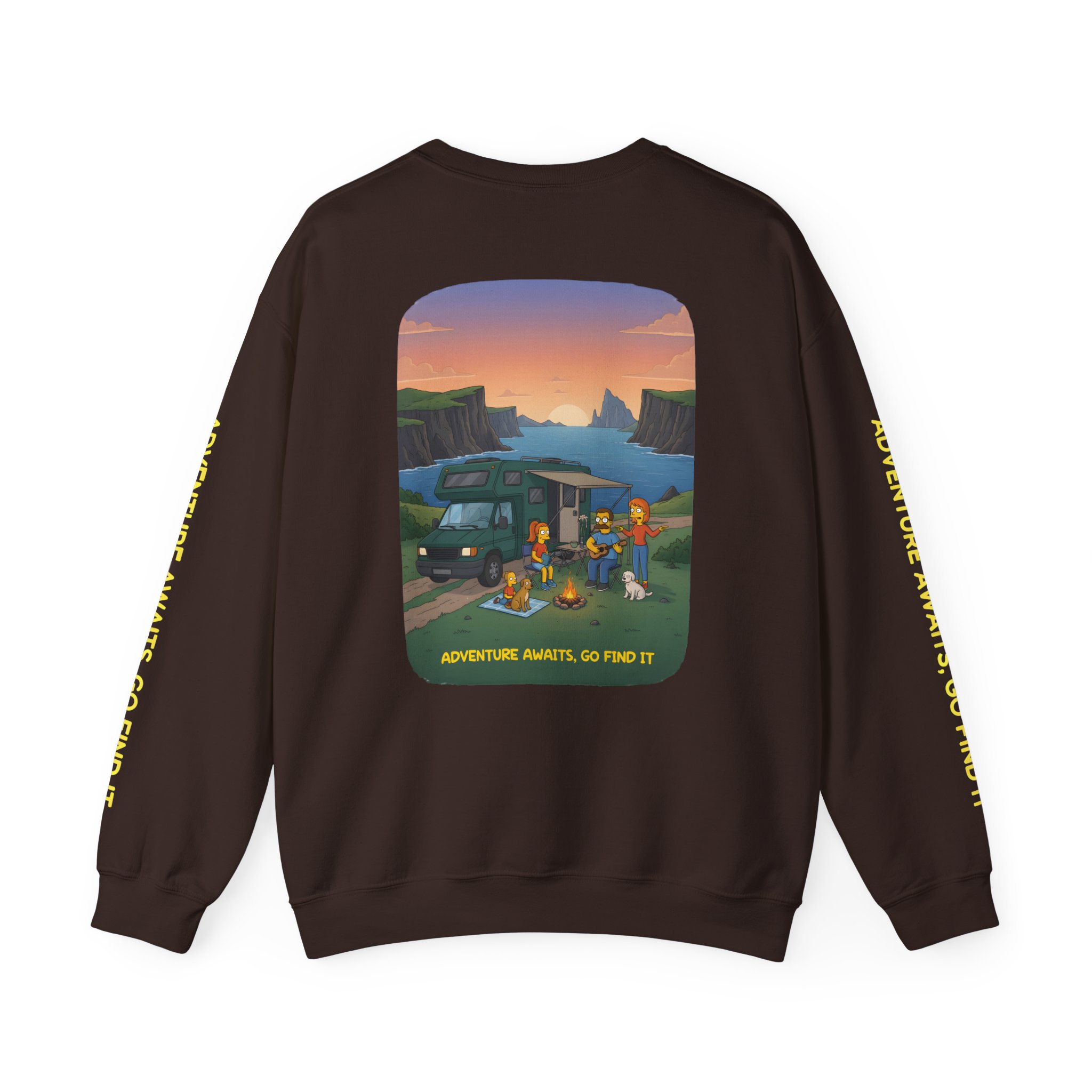 Unisex Heavy Blend™ Crewneck Sweatshirt — "Adventure Awaits-Go Find It"" Design Sitcom-Line
