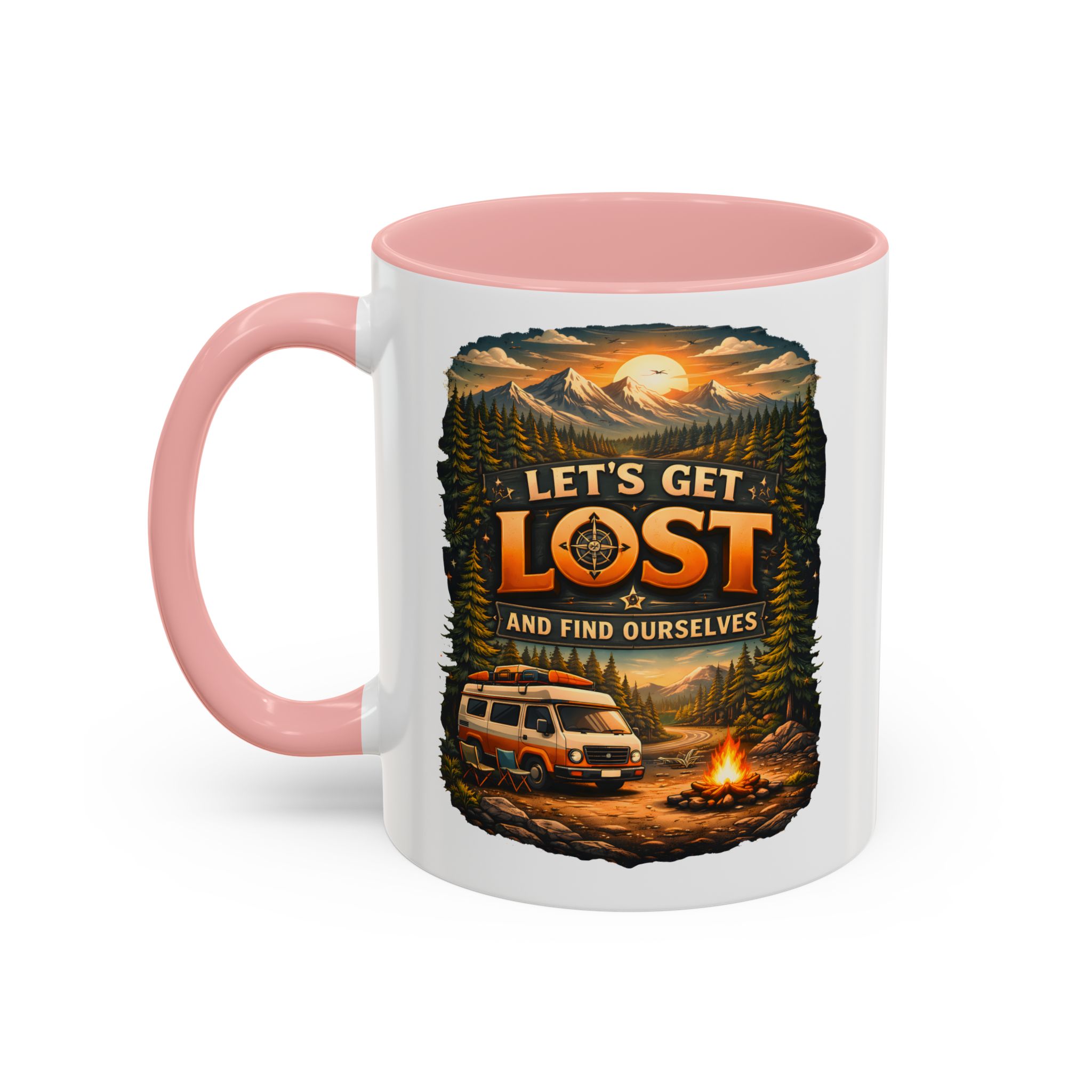 Accent Coffee Mug (11, 15oz) — "Let´s Get Lost And Find Ourselfs" Design Scenic-Line