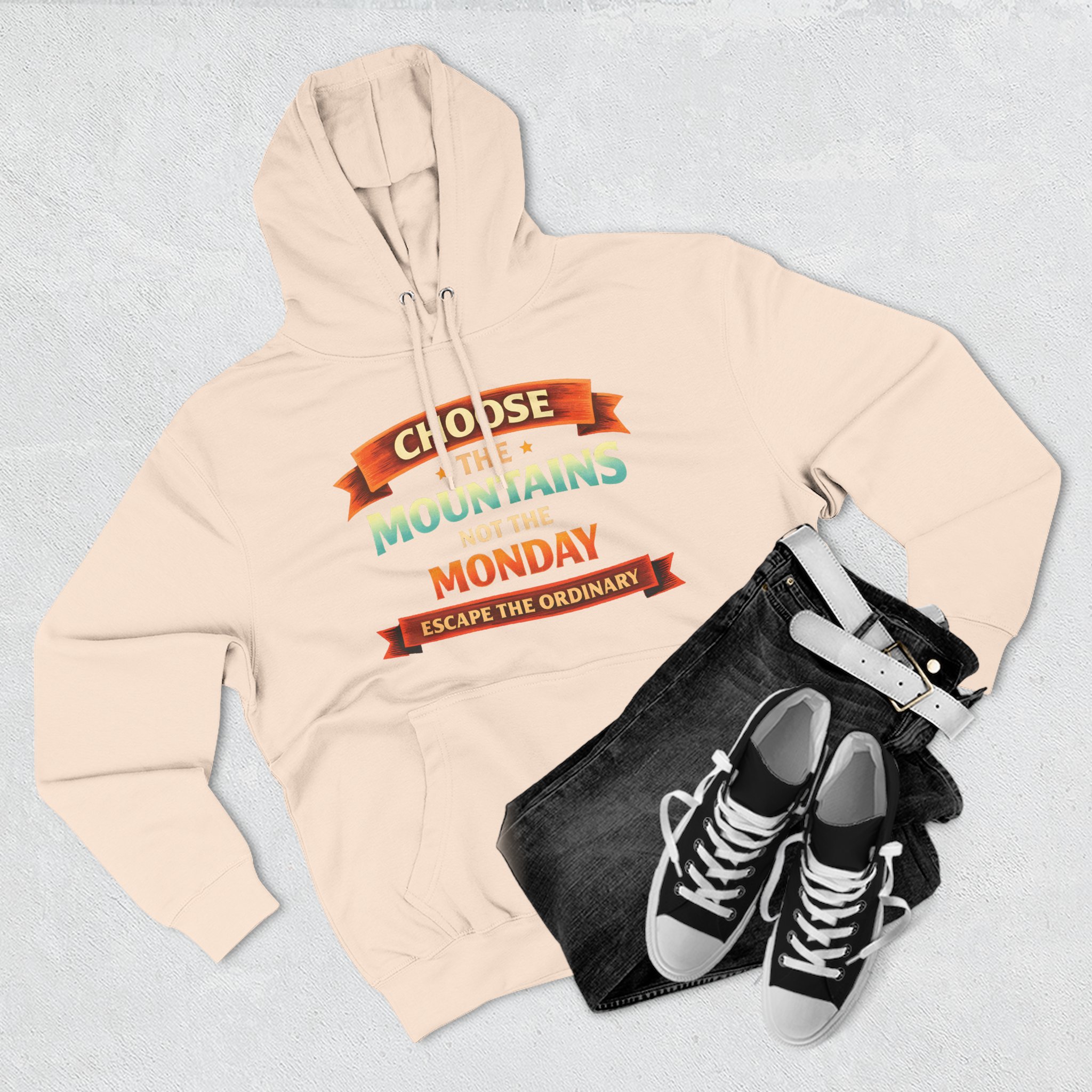 Three-Panel Fleece Hoodie - "Choose The Mountens" Design Scenic-Line