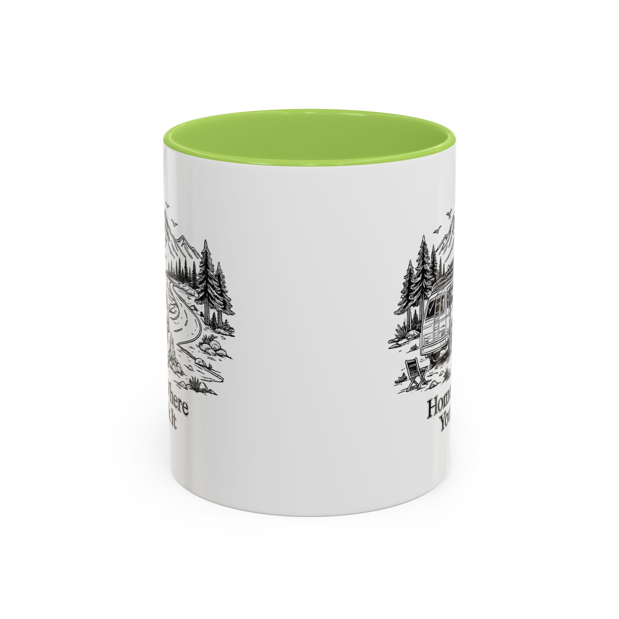 Accent Coffee Mug (11, 15oz) — "Home Is Where You Park It" Design Minimal-Line