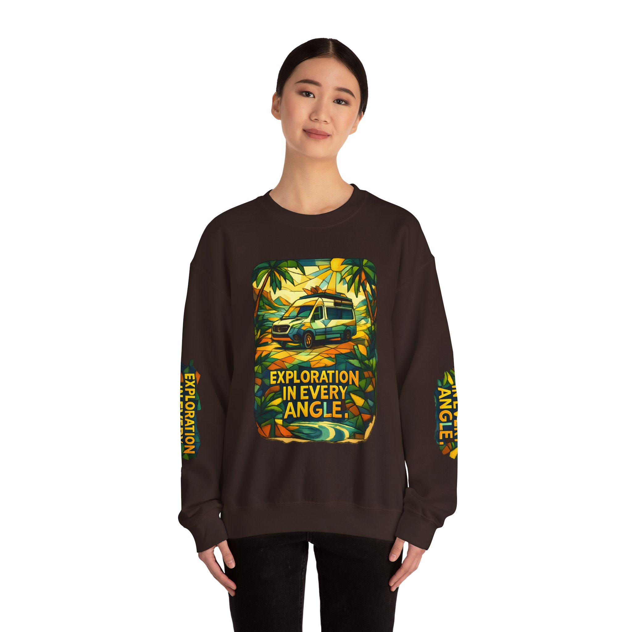 Unisex Heavy Blend™ Crewneck Sweatshirt — "Exploration In Every Angle" Design Cubic-Line