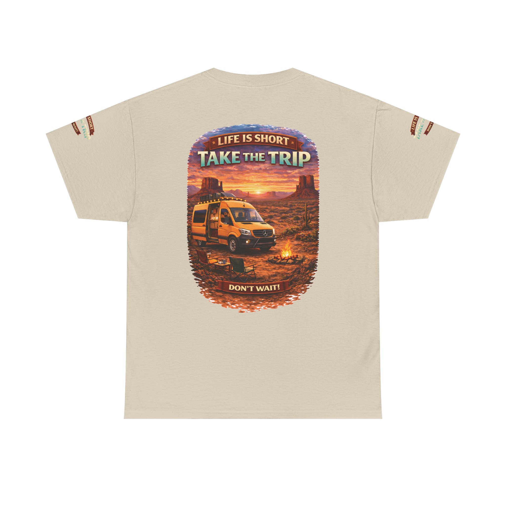 Unisex Heavy Cotton Tee — "Life Is To Short-Take The Trip" Design Scenic-Line