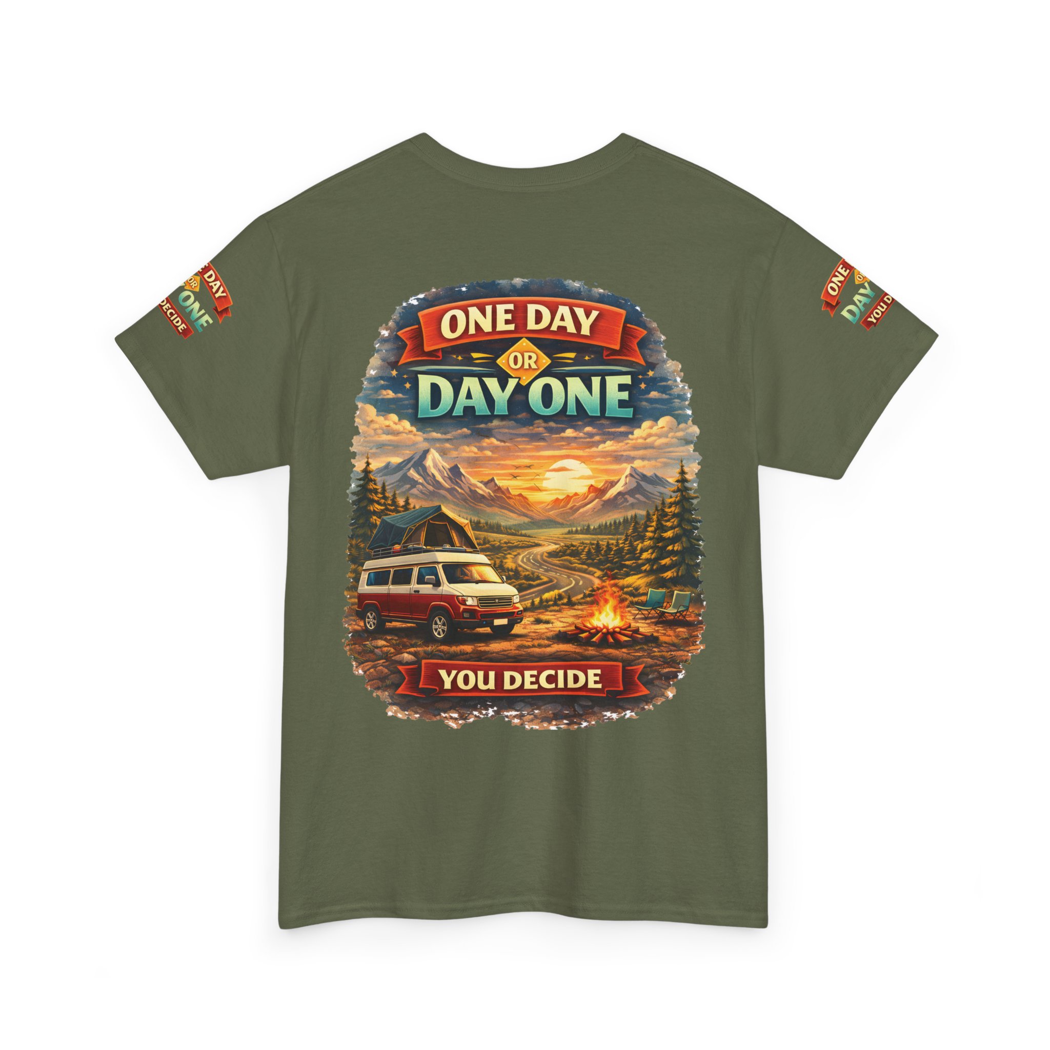 15309925508265606982_2048.jpeg Unisex Heavy Cotton Tee — "One Day Or Day One" Design Scenic-Line