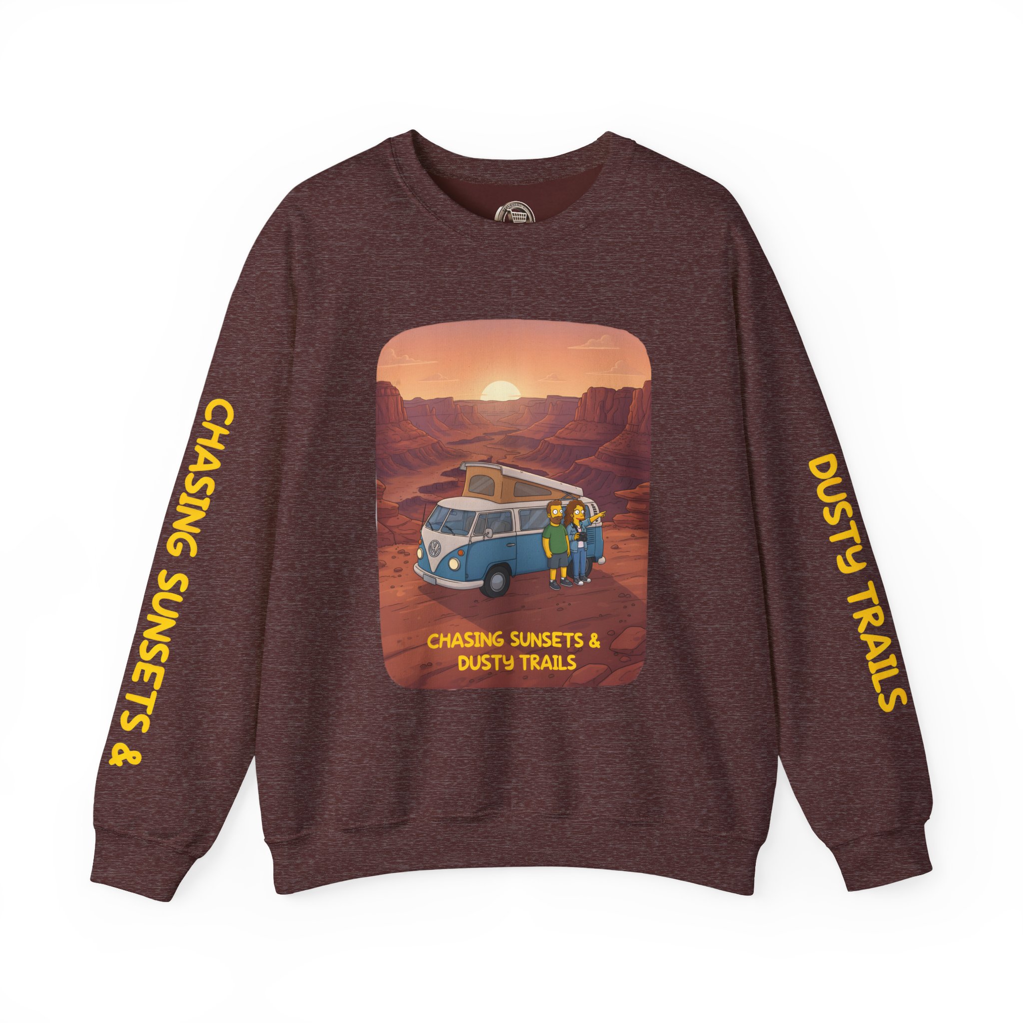 Unisex Heavy Blend™ Crewneck Sweatshirt — "Chasing Sunsets And Dusty Trails" Design Sitcom-Line