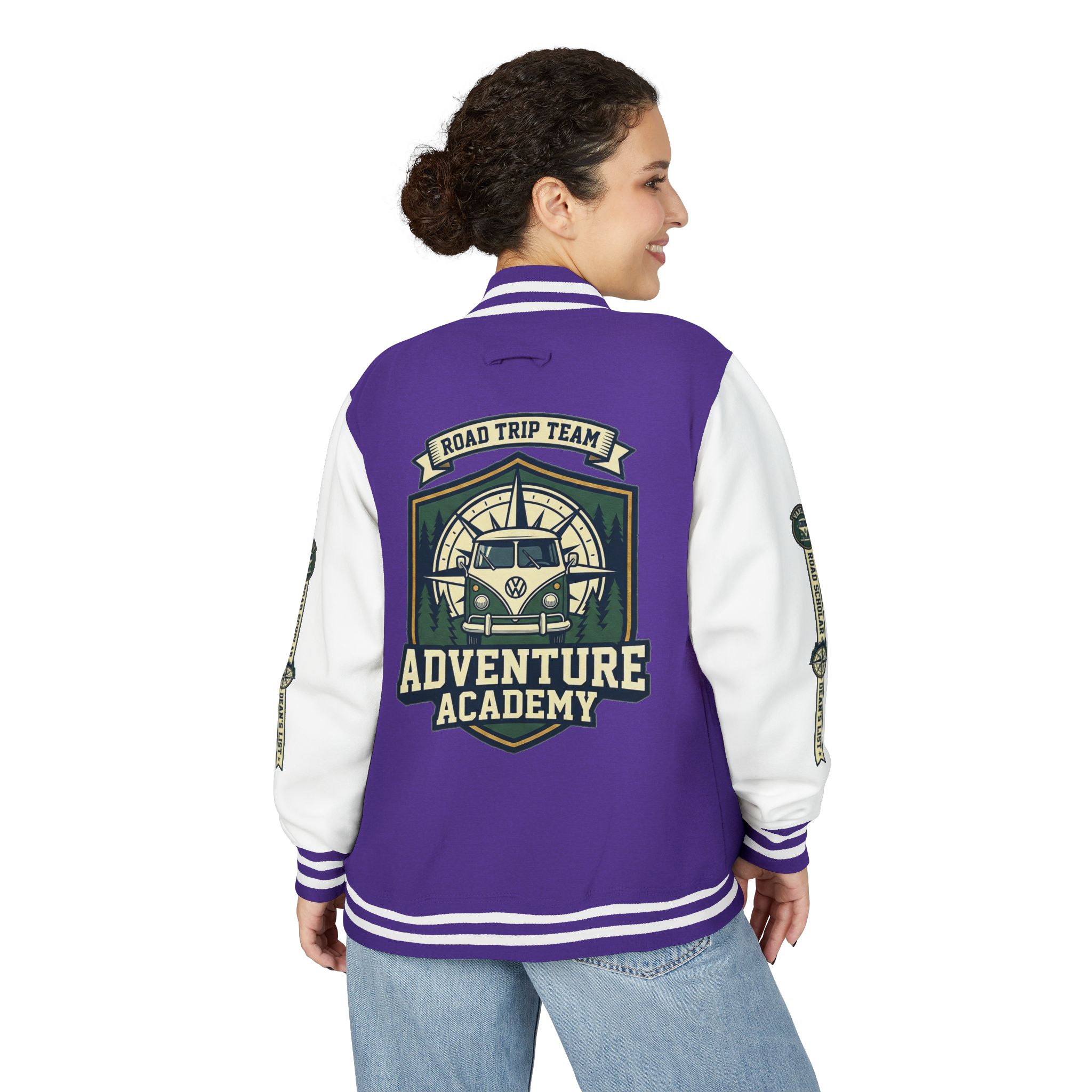 Unisex Heavyweight Letterman Jacket (Awdis) —"Adventure Academy" Road Trip Team Varsity Jacket