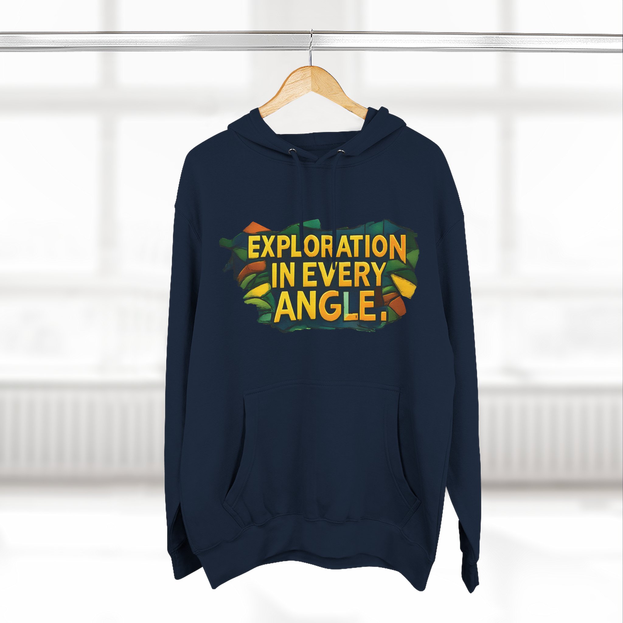 Three-Panel Fleece Hoodie - "Exploration In Every Angle" Design Cubic-Line