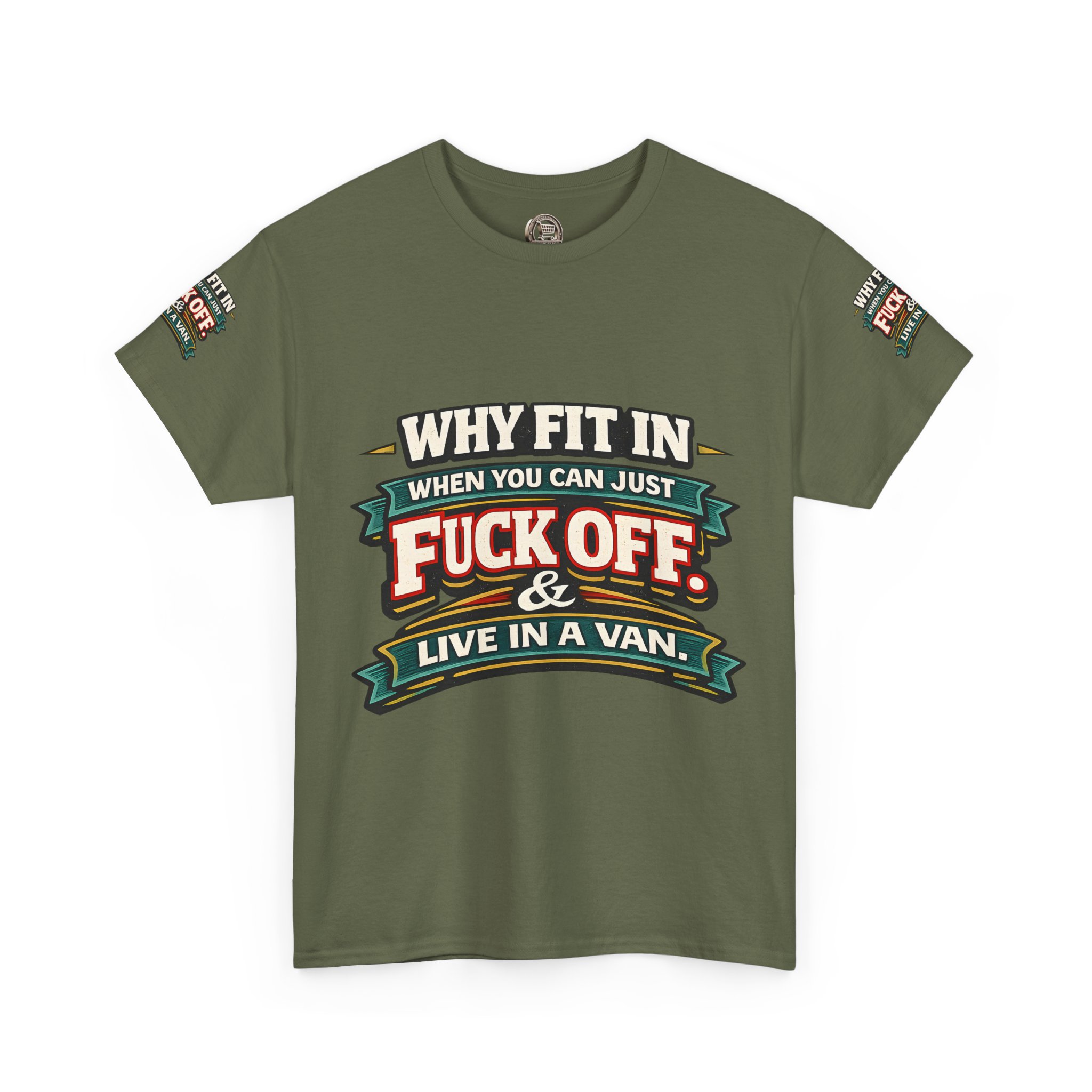 Unisex Heavy Cotton Tee — "Why Fit In" Design F**K-Line
