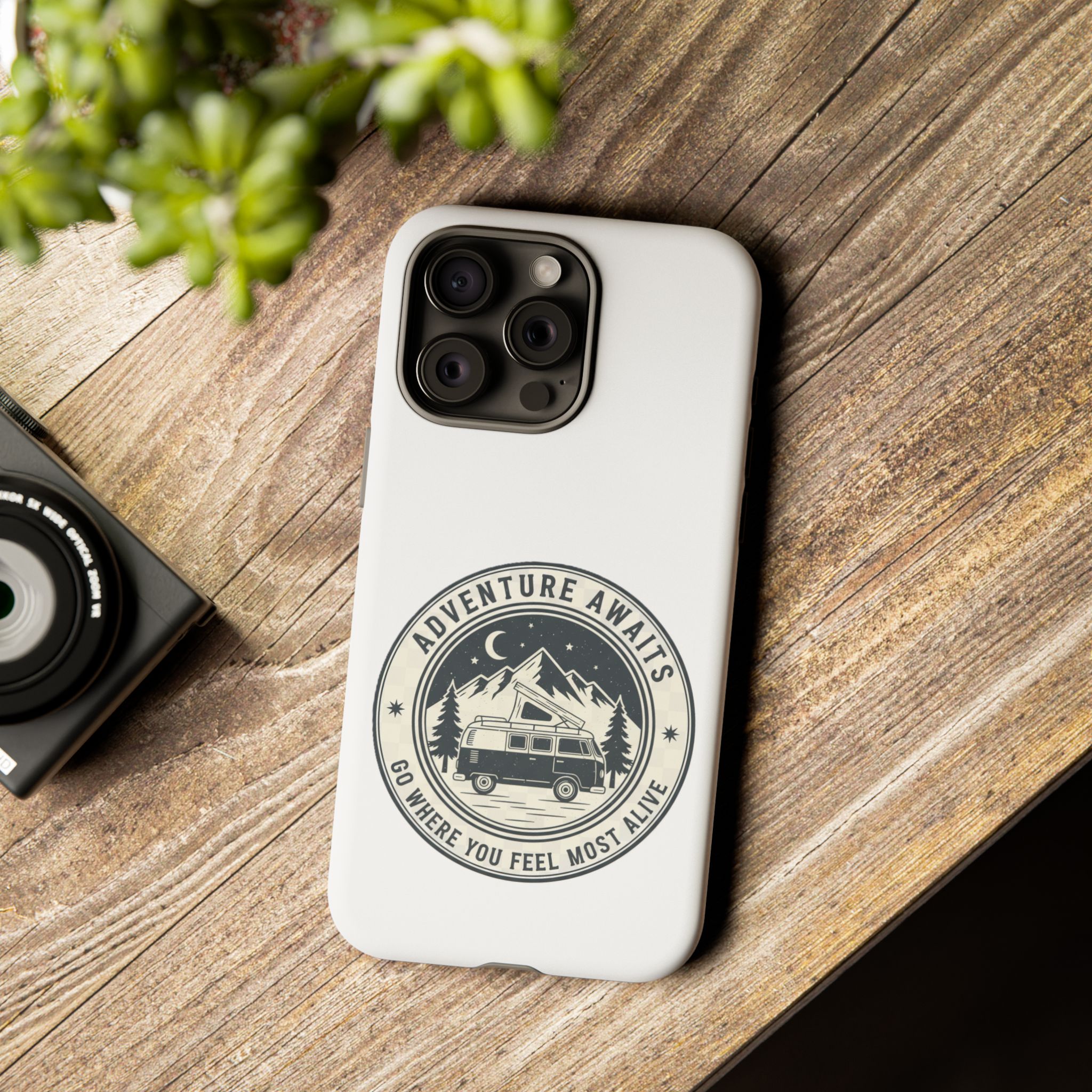Phone Case — "Adventure Awaits-Go Where You Feel Most Alive" Camper Van Design