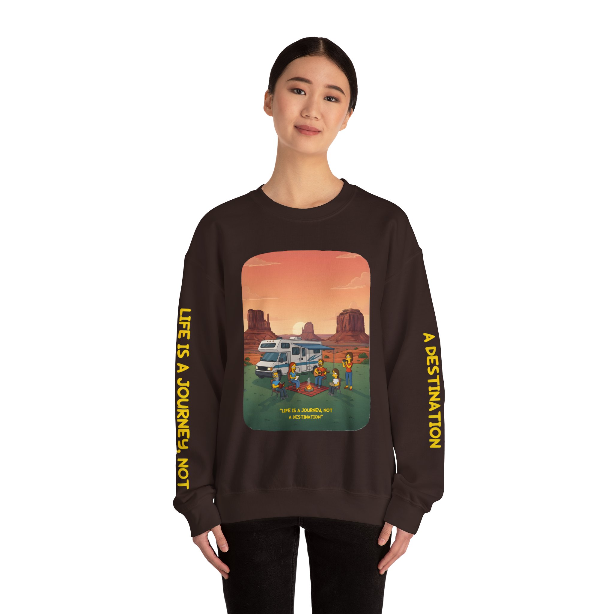 Unisex Heavy Blend™ Crewneck Sweatshirt — "Life Is A Journey-Not A Destination" Design Sitcom-Line