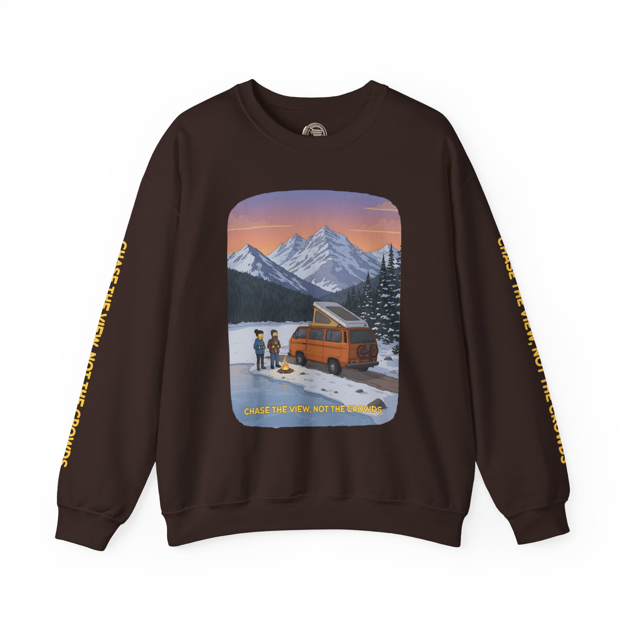 Unisex Heavy Blend™ Crewneck Sweatshirt — "Chase The Views-Not The Crowds"" Design Sitcom-Line