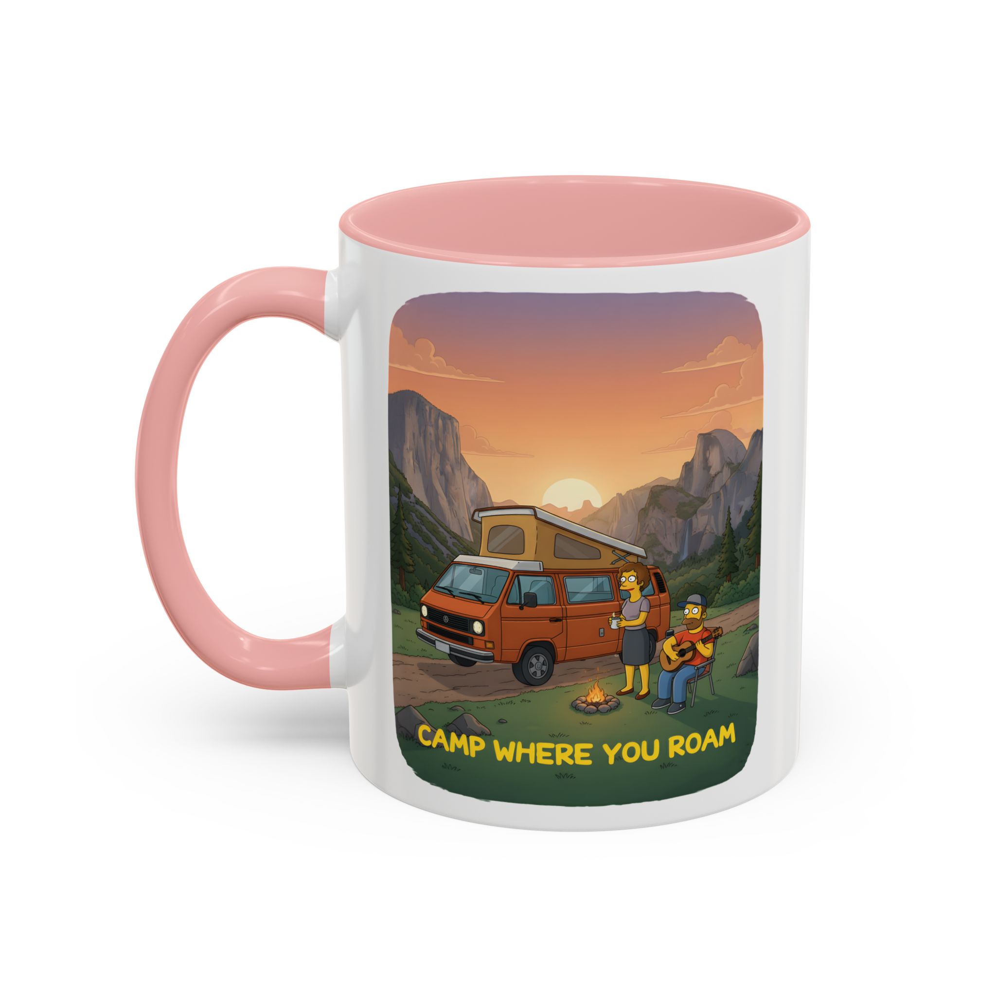 Accent Coffee Mug (11, 15oz) — "Camp Where You Roam" Design Sitcom-Line