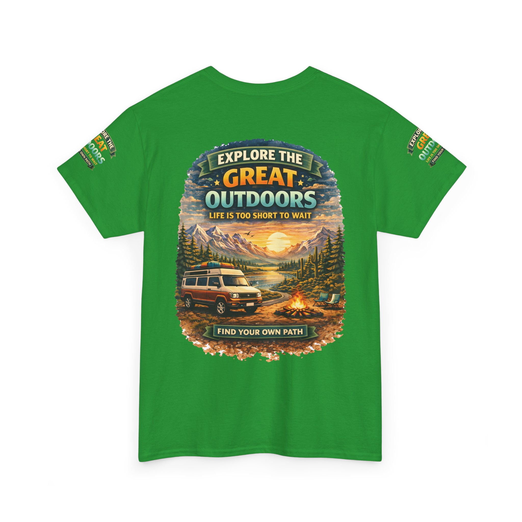 Unisex Heavy Cotton Tee — "Explore The Great Outdoors" Design Scenic-Line